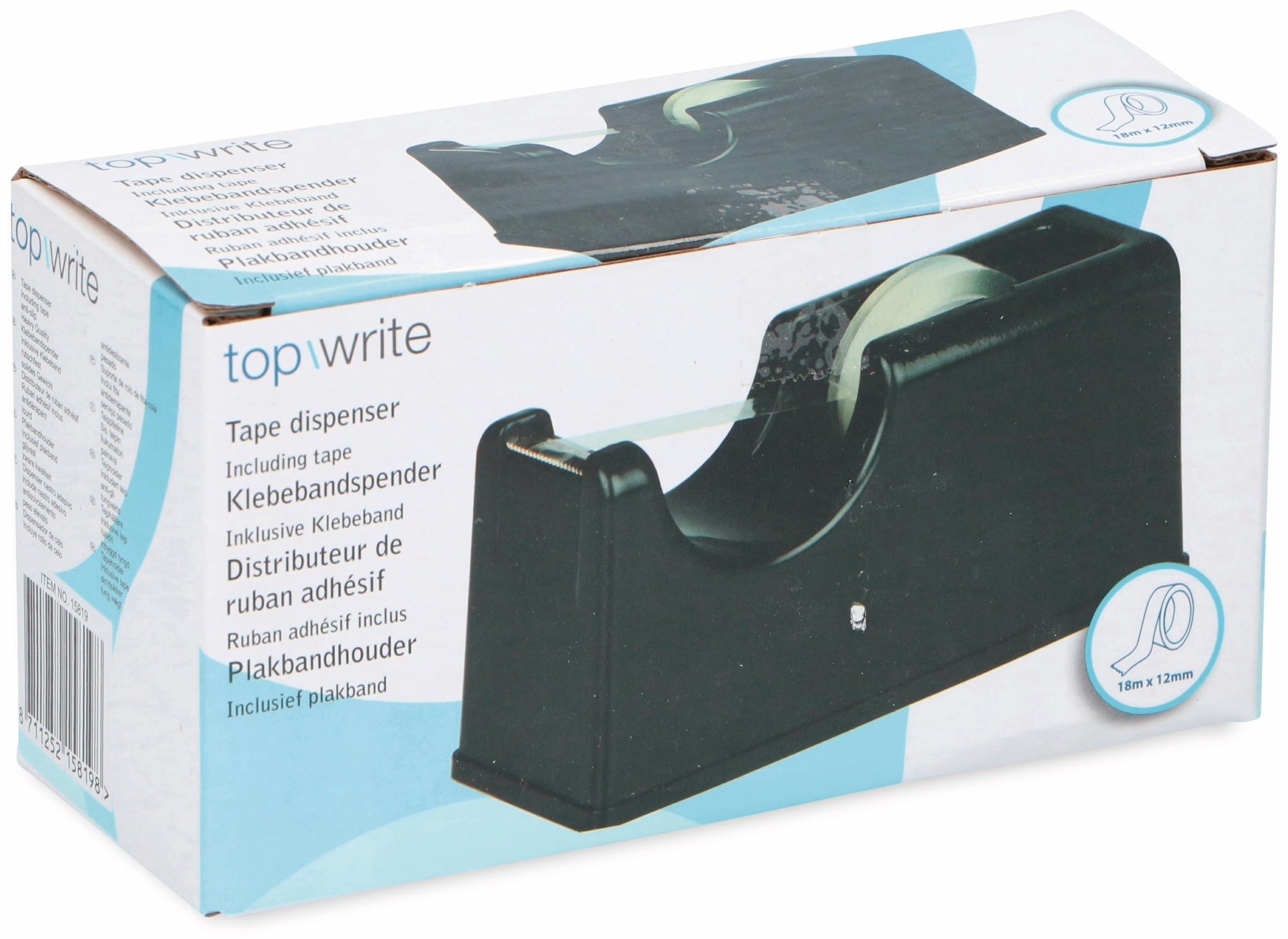 TOPWRITE Klebefilmabroller inkl. Kleberolle 12mm x 18 m
