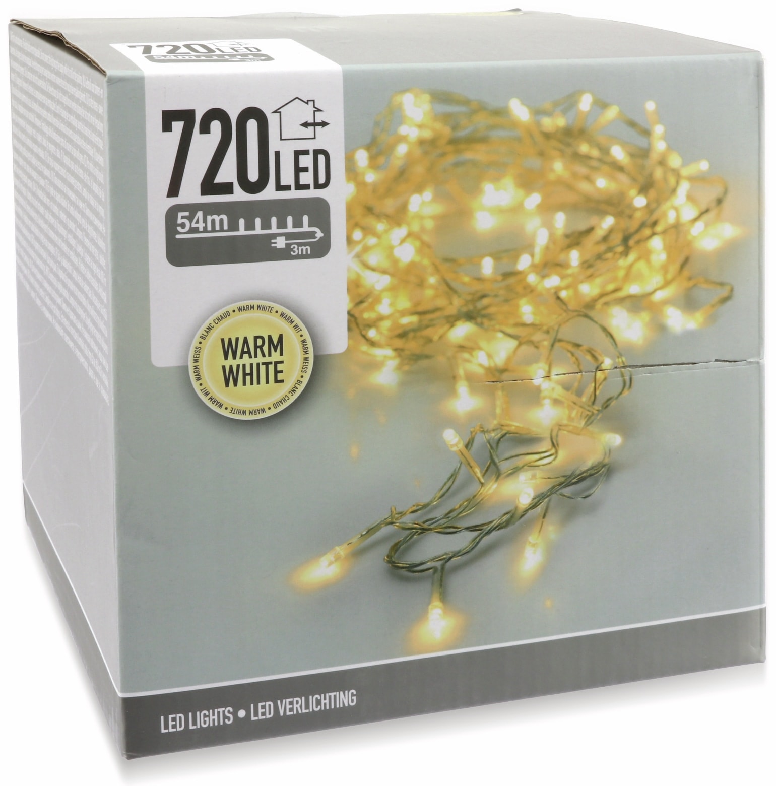 LED-Lichterkette, 720 LEDs, warmweiß, 230V~, IP44, Innen/Außen, silber/transparent LED-Lichterkette, 720 LEDs, warmweiß, 230V~, IP44, Innen/Außen, silber/transparent