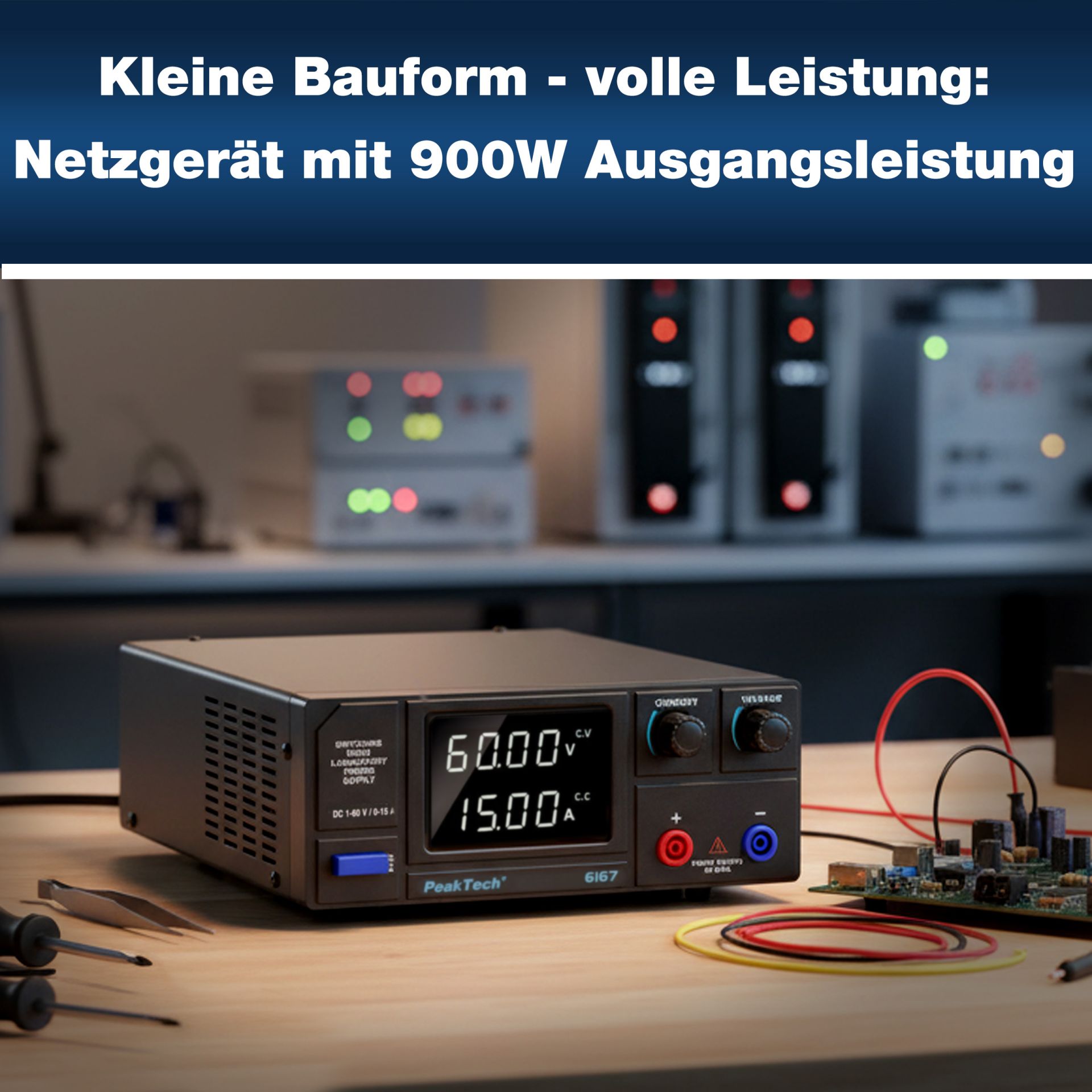 PEAKTECH Labornetzgerät P 6167, 1...60 V, 0...15 A, 900 W PEAKTECH Labornetzgerät P 6167, 1...60 V, 0...15 A, 900 W