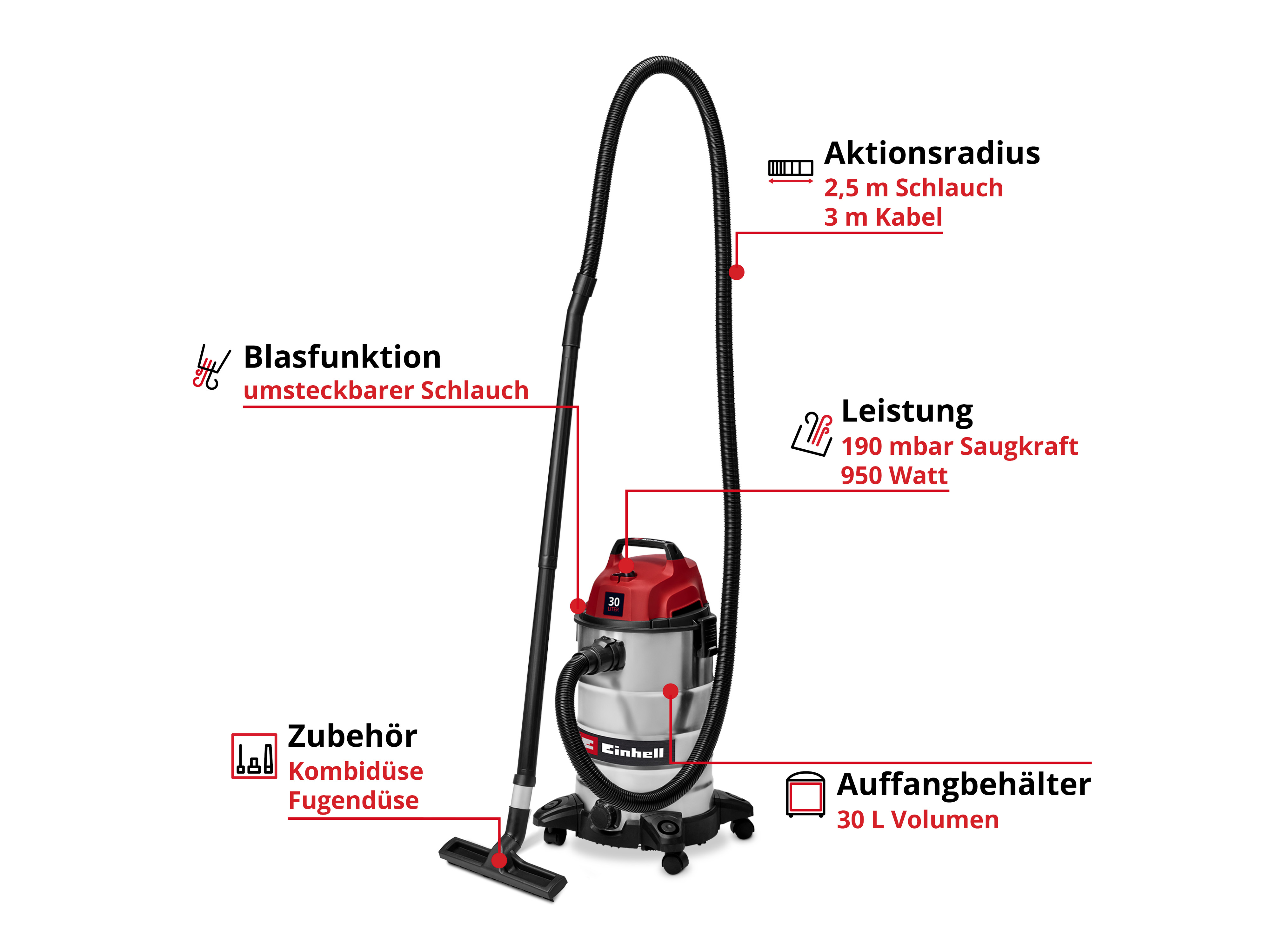 EINHELL Nass-Trockensauger TC-VC 3055 S, 2342235