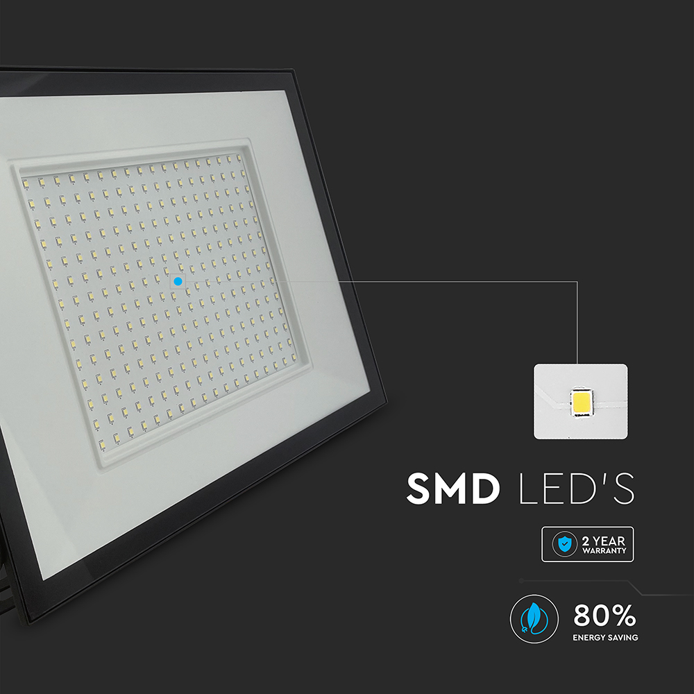 V-TAC LED-Fluter, VT-44208, 200 W, 4000K, EEK: F, 16450 lm, neutralweiß, IP65, schwarz