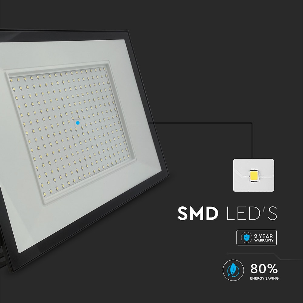 V-TAC LED-Fluter, VT-44208, 200 W, 4000K, EEK: F, 16450 lm, neutralweiß, IP65, schwarz