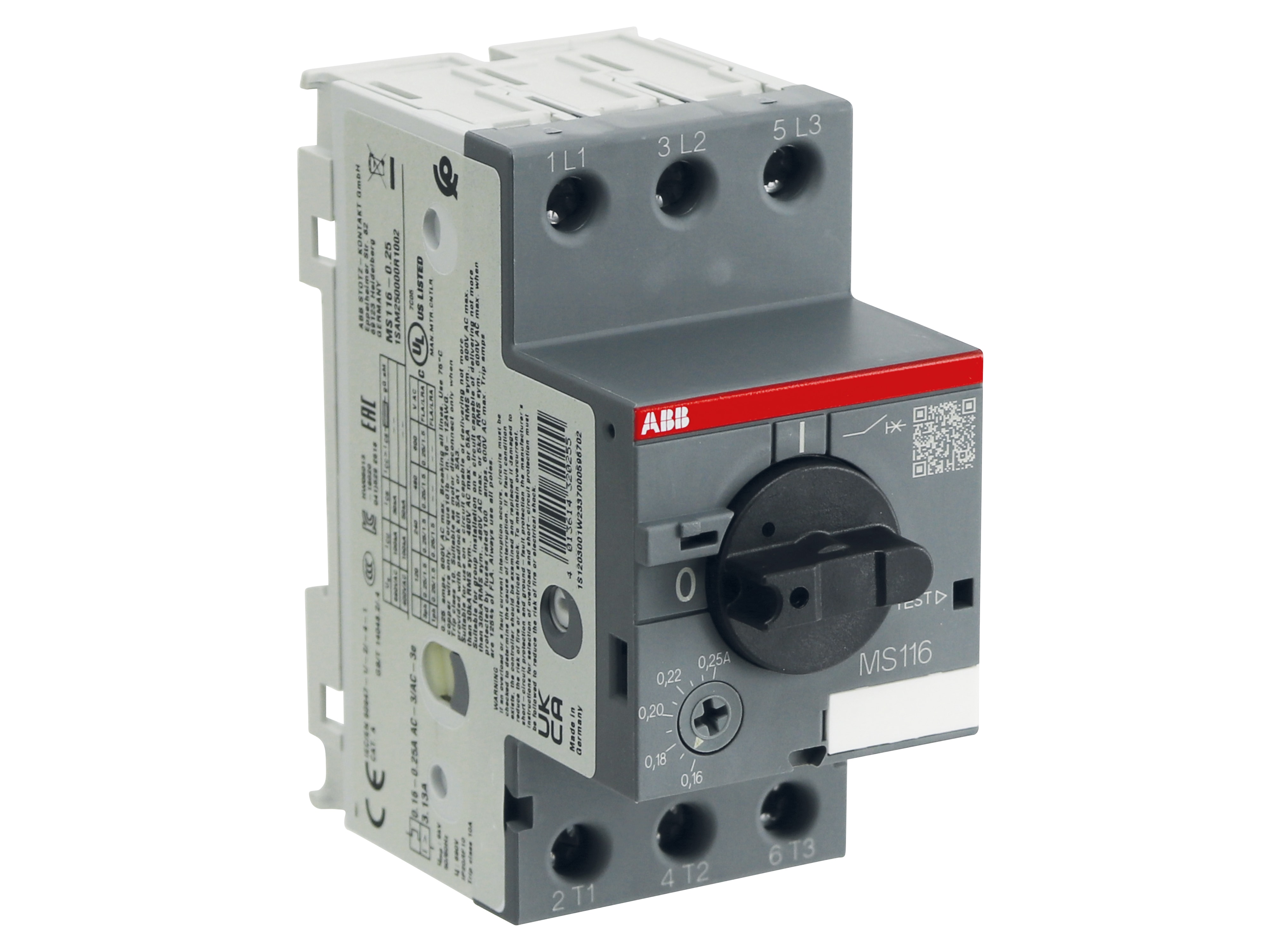 ABB Motorschutzschalter MS116-0.25, Auslöseklasse 10 A, 0.16...0.25 A