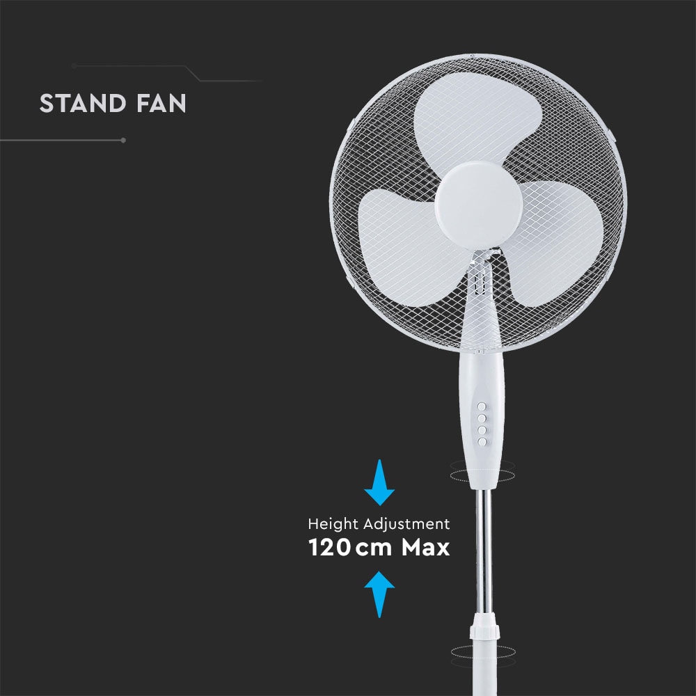 V-TAC Standventilator VT-4016-3, 40 W, 40 cm, weiß V-TAC Standventilator VT-4016-3, 40 W, 40 cm, weiß