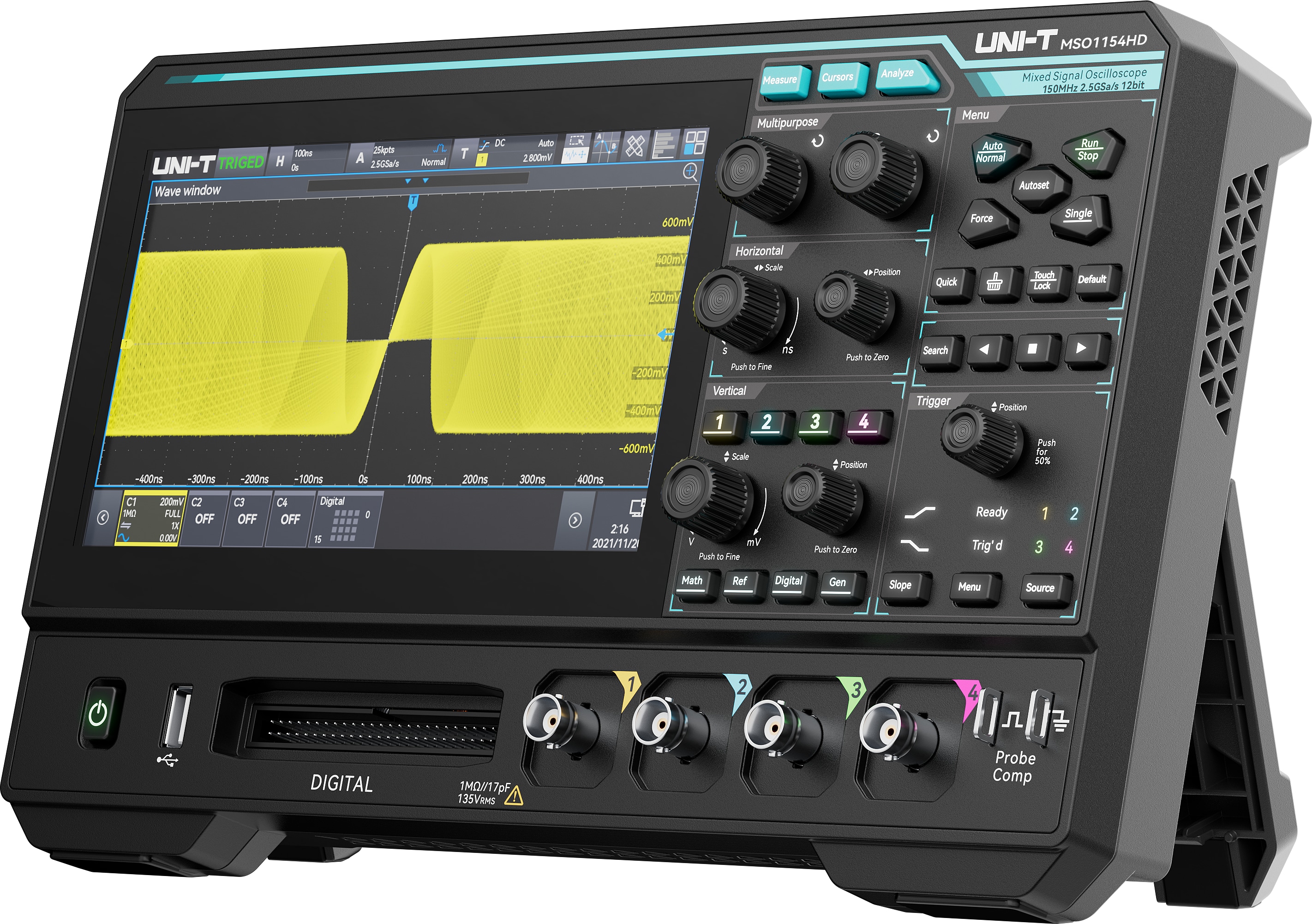 UNI-T Oszilloskop MSO1154HD, 4+16 Kanäle, 2,5 GS/s, 150 MHz