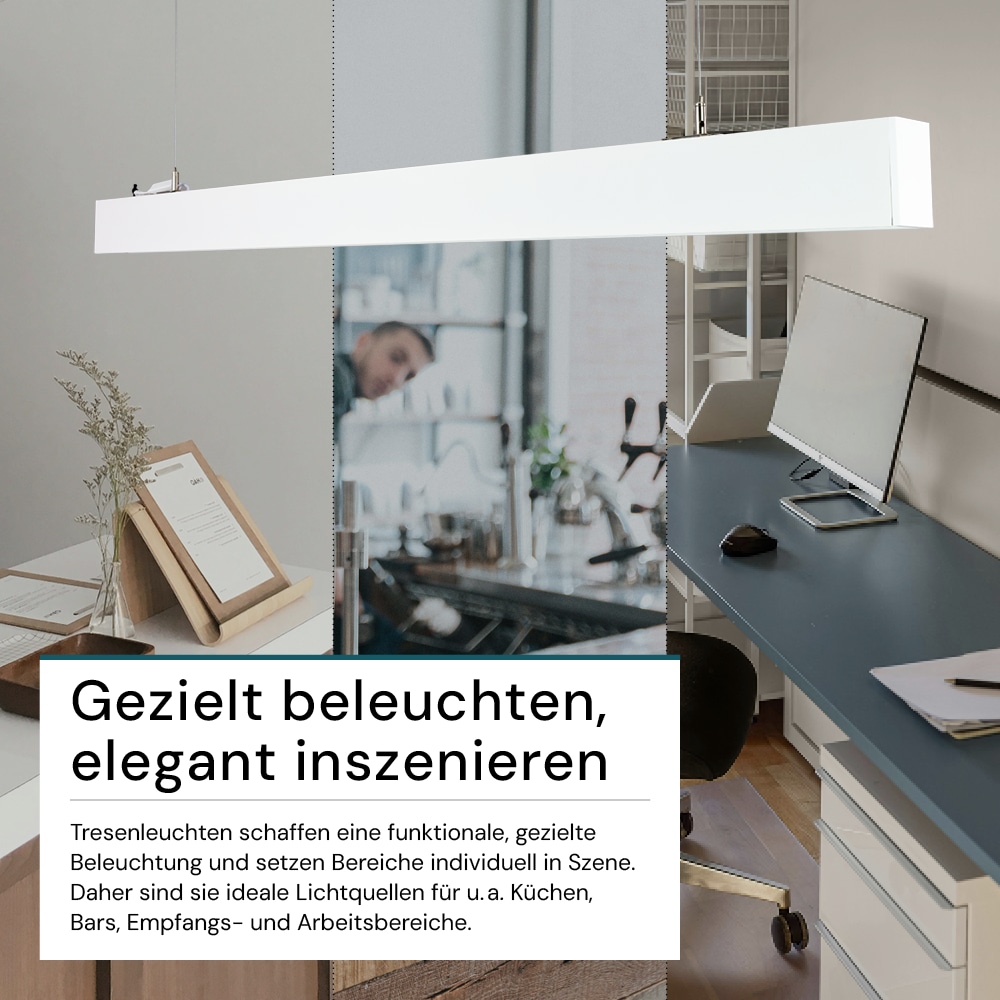 LUXULA LED-Büro-/Tresenleuchte, 30W, 3000/4000/6500K, EEK: E, 3600lm, IP20, weiß