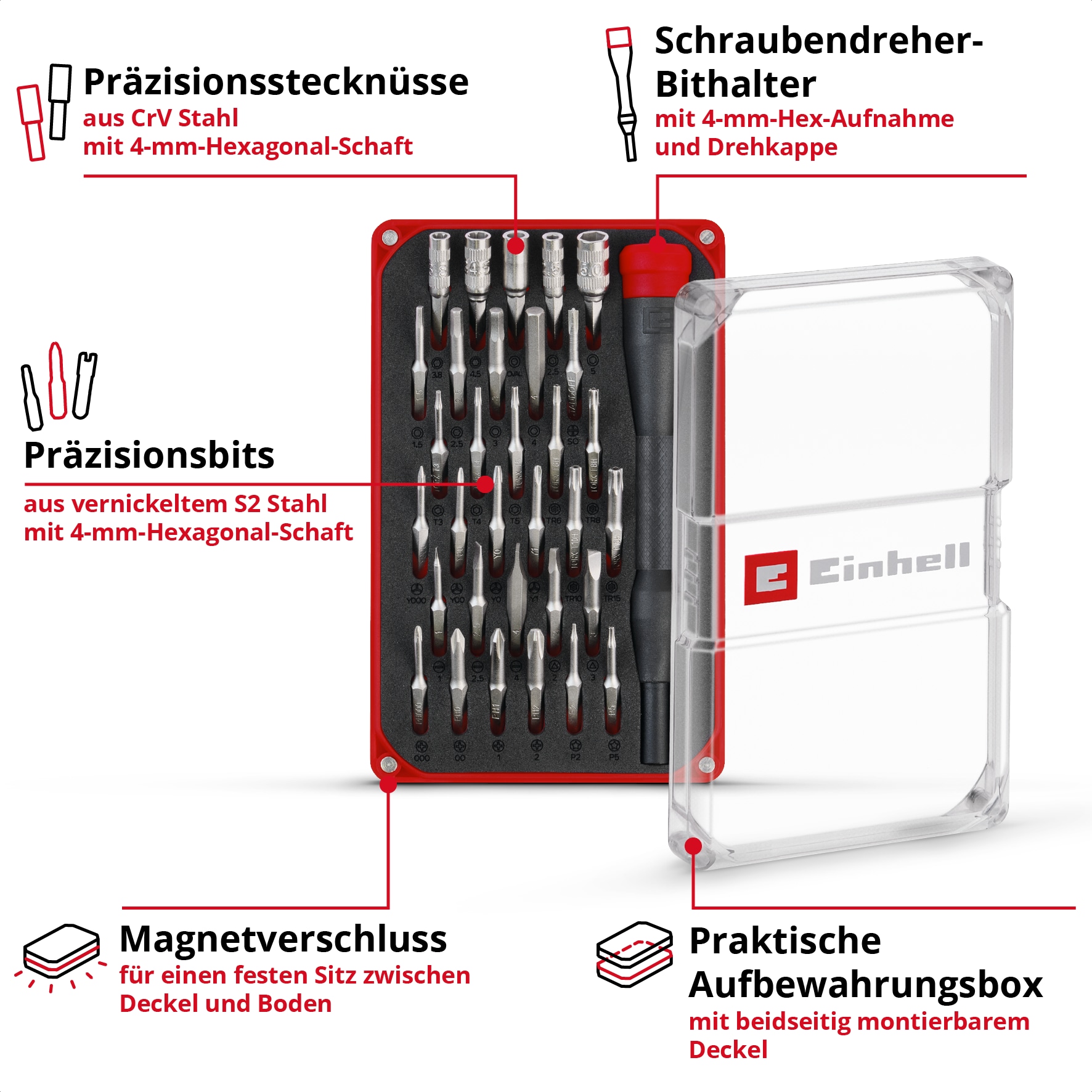 EINHELL Präzisionsbit-Set, 115010, 33-teilig