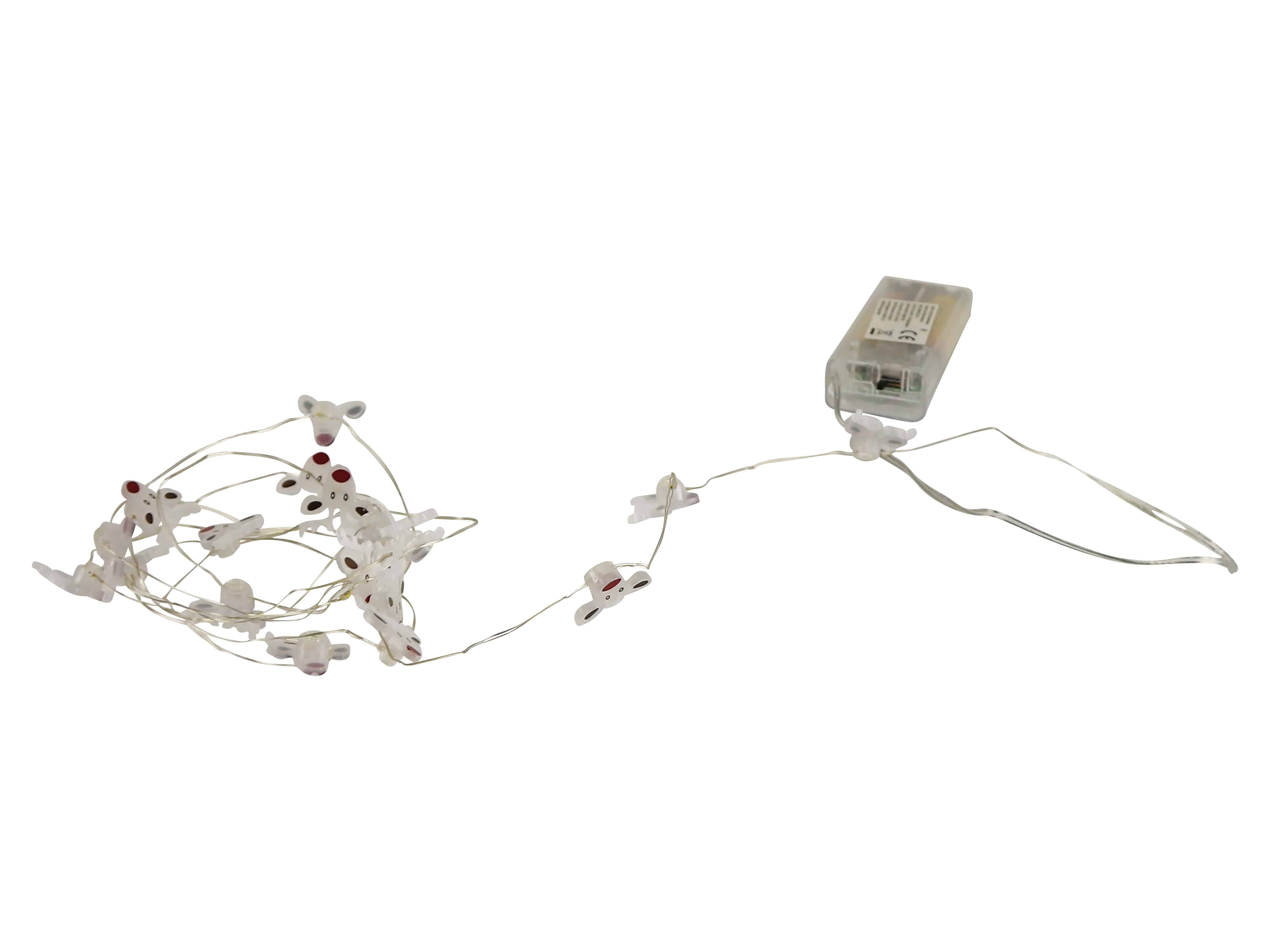 Micro-LED-Lichterkette, Rentiere, 3 V, 20 LEDs, Silberdraht, warmweiß, 2,10m