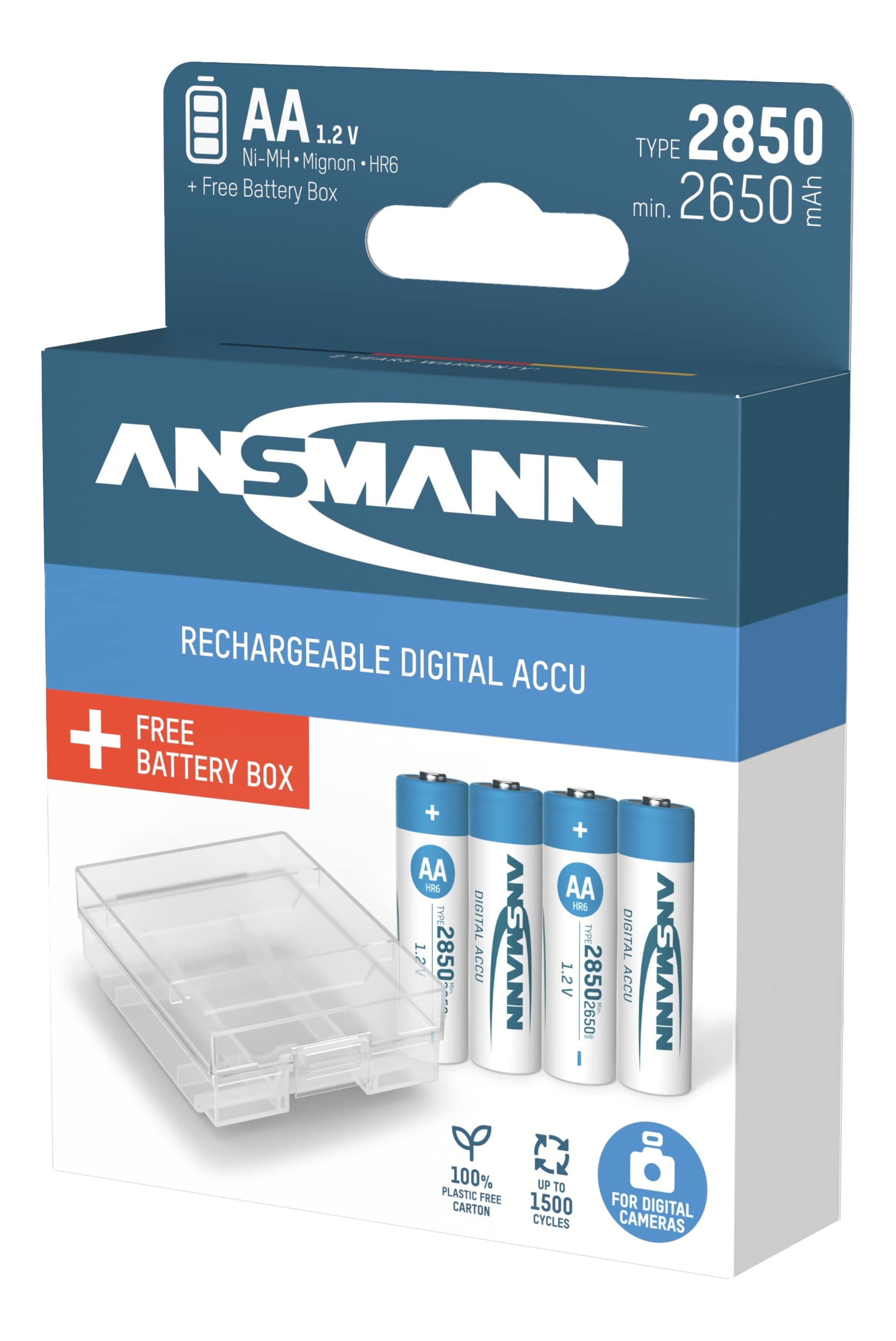 ANSMANN NiMH-Mignon-Akku 2850 mAh, 4 Stück, mit Batterienbox ANSMANN NiMH-Mignon-Akku 2850 mAh, 4 Stück, mit Batterienbox