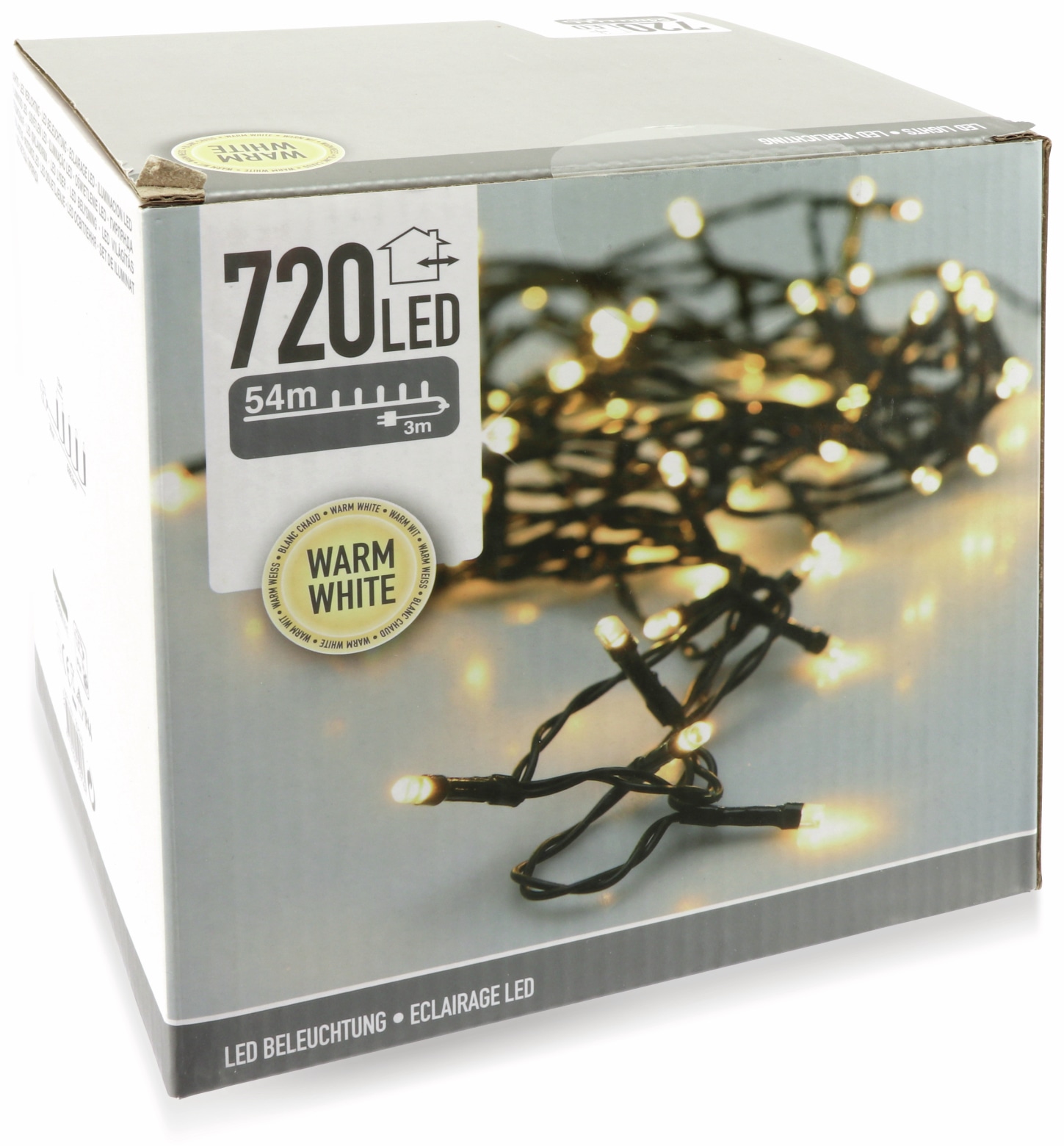 LED-Lichterkette, 720 LEDs, warmweiß, 230V~, IP44, Innen/Außen, grün