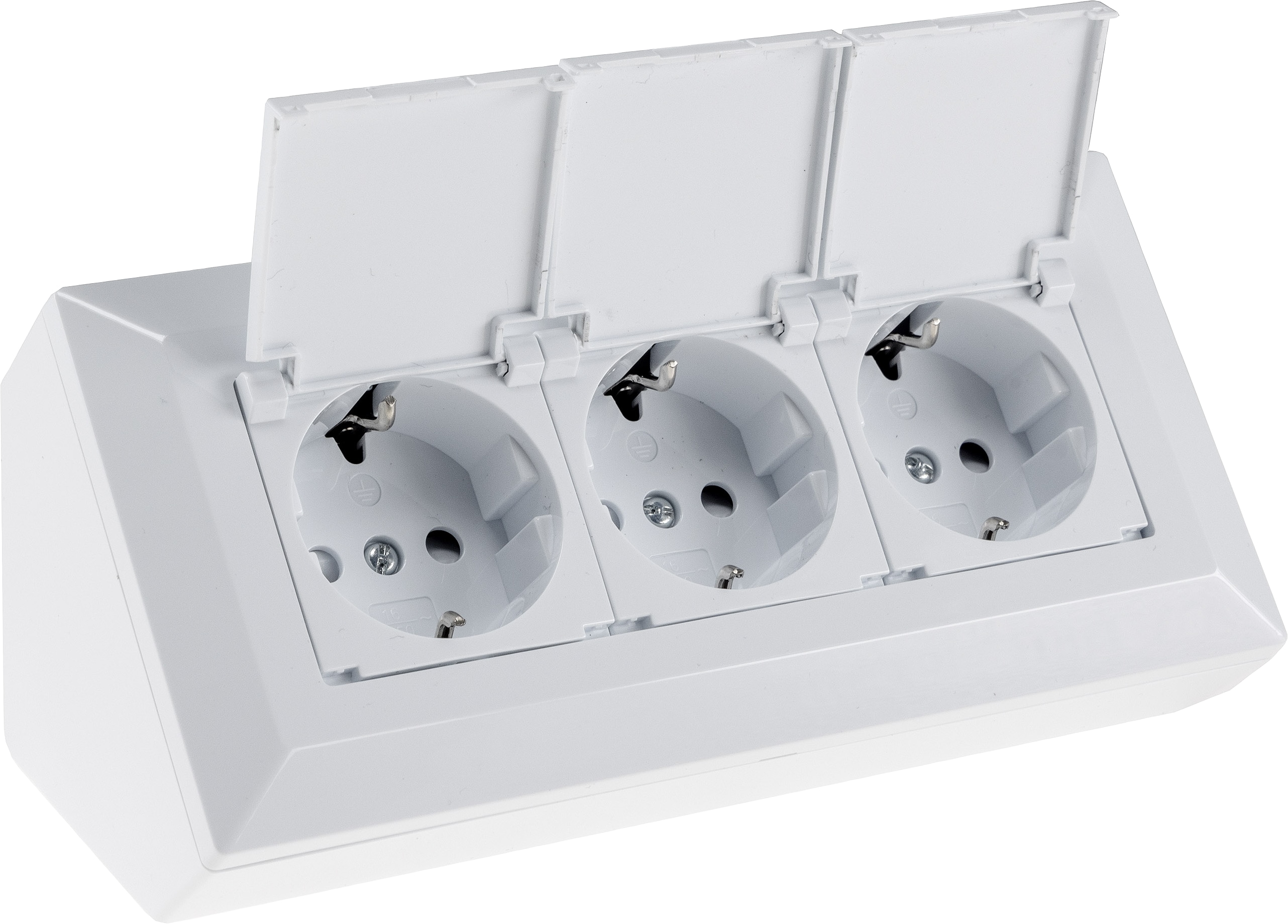 CHILITEC Steckdosenblock 23930, 3-fach, mit Schutzklappen, 250V/16A, weiß