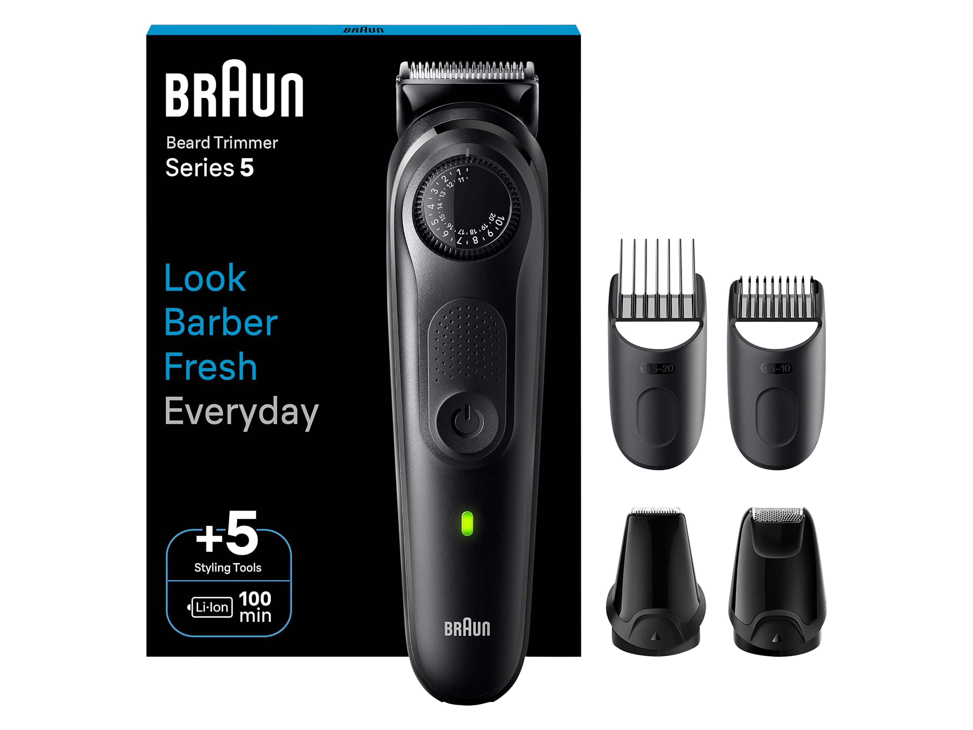 BRAUN Barttrimmer Series 5 BT5430, 40 Längenschritte, Nass & Trocken, Schwarz BRAUN Barttrimmer Series 5 BT5430, 40 Längenschritte, Nass & Trocken, Schwarz