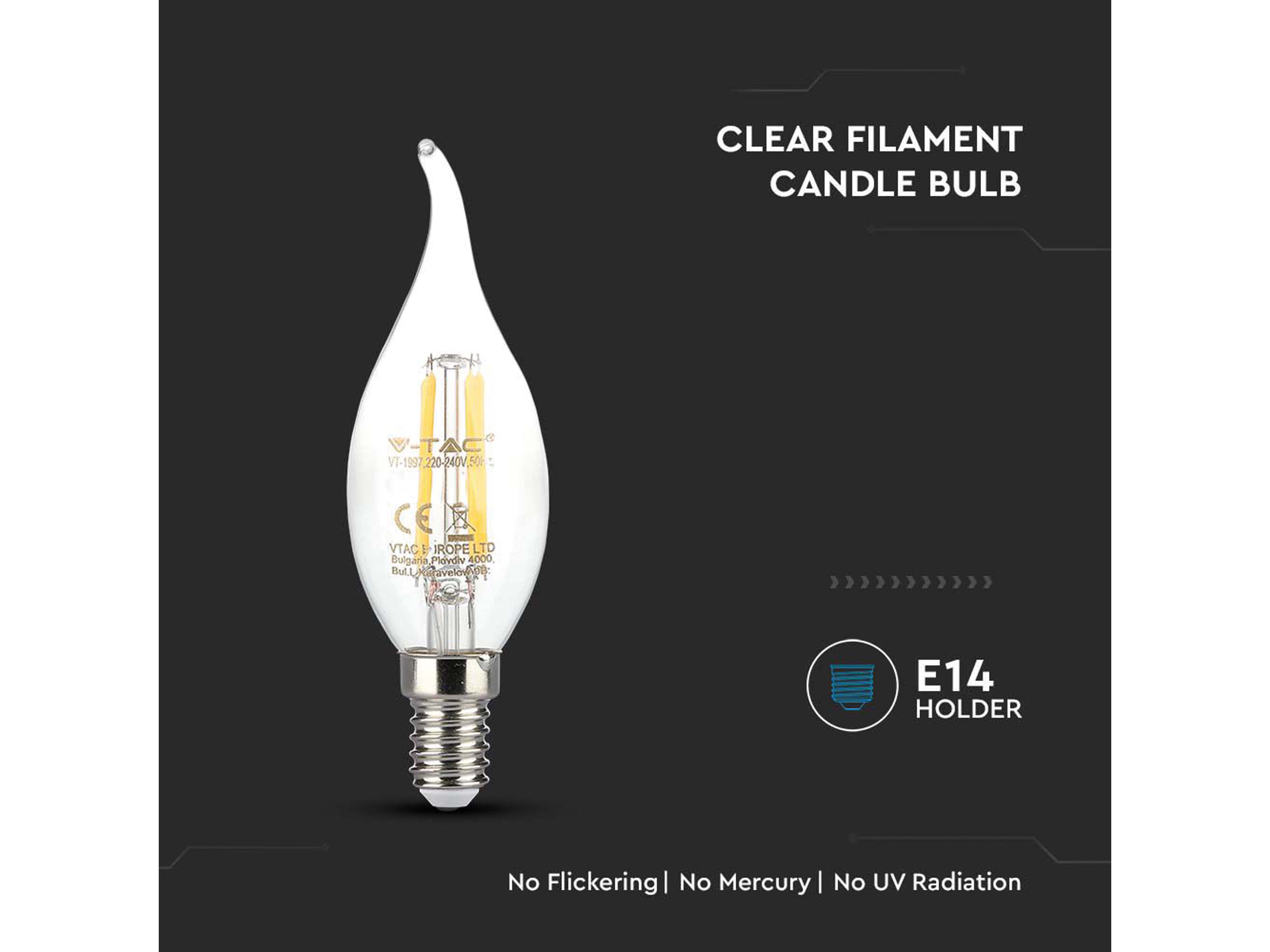 V-TAC LED-Lampe VT-1997-N, E14, EEK: F, 4W, 400lm, 3000K