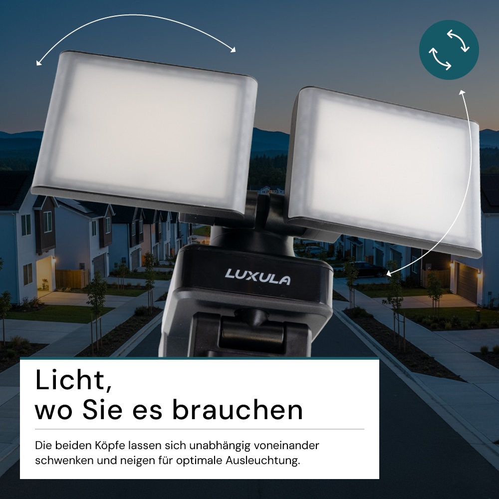 LUXULA LED-Fluter LX400192, mit BM, 2-köpfig, 2x 15 W, 3200 lm, 4000 K LUXULA LED-Fluter LX400192, mit BM, 2-köpfig, 2x 15 W, 3200 lm, 4000 K