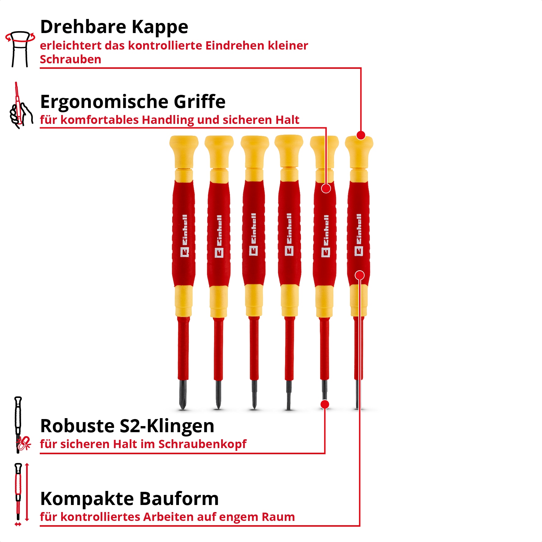 EINHELL Feinmechanik-Schraubendreher-Set VDE, 370542, 6-teilig