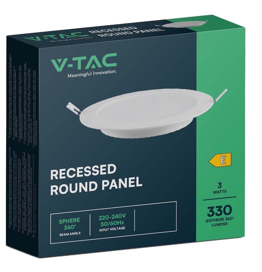 V-TAC LED-Einbauleuchte VT-61003, EEK: E, 3 W, 330 lm, 4000 K V-TAC LED-Einbauleuchte VT-61003, EEK: E, 3 W, 330 lm, 4000 K