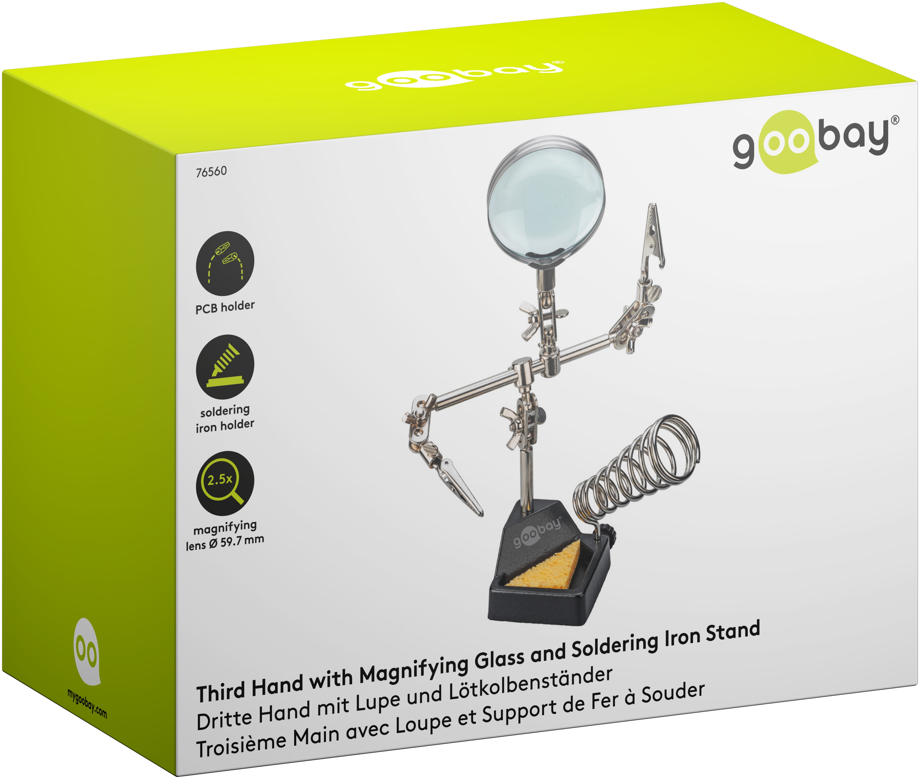 GOOBAY Dritte Hand, 76560, mit Lupe und Lötkolbenständer