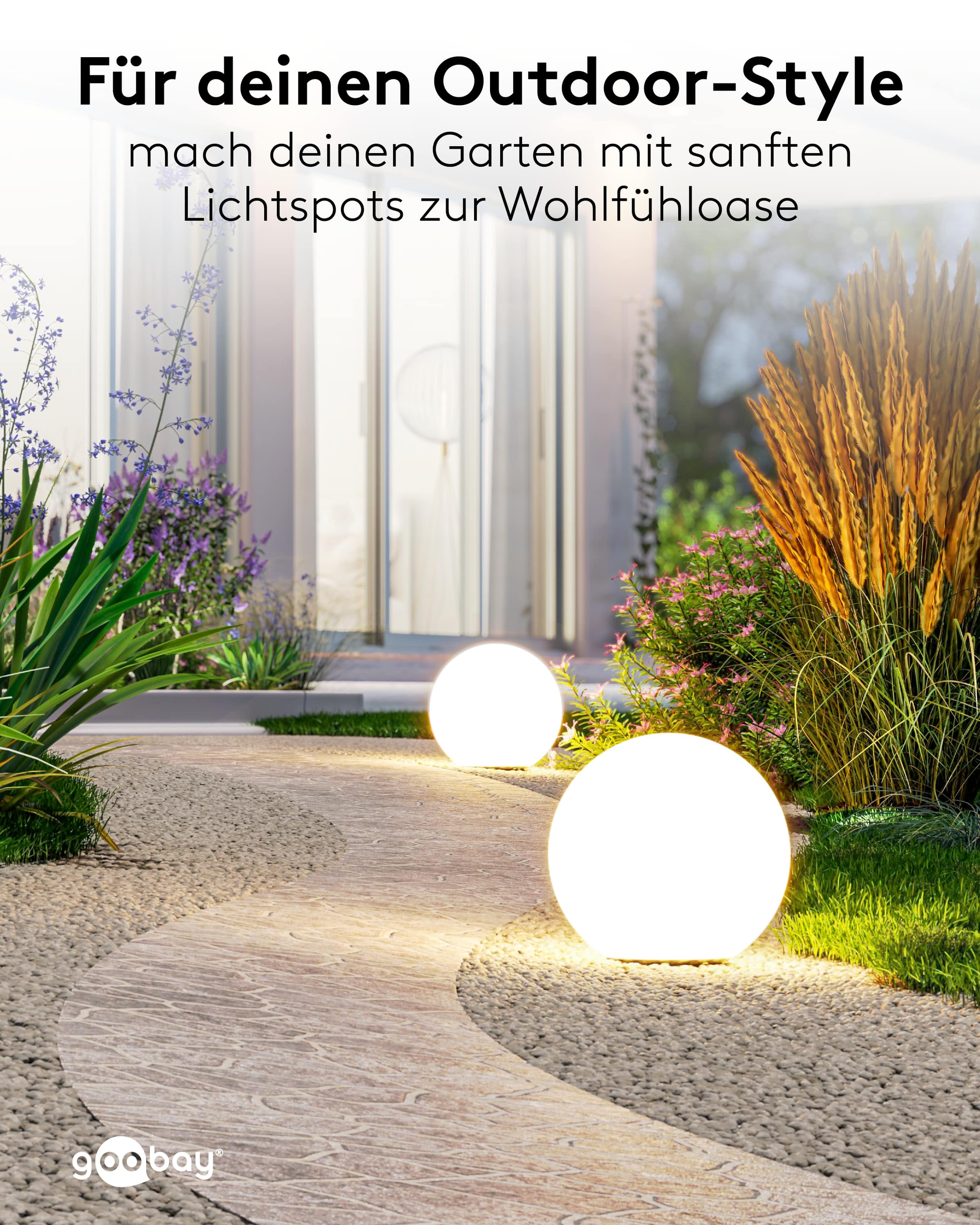 GOOBAY LED-Solar-Gartenleuchte, 35 cm, Kugel, Größe XL, RGBW