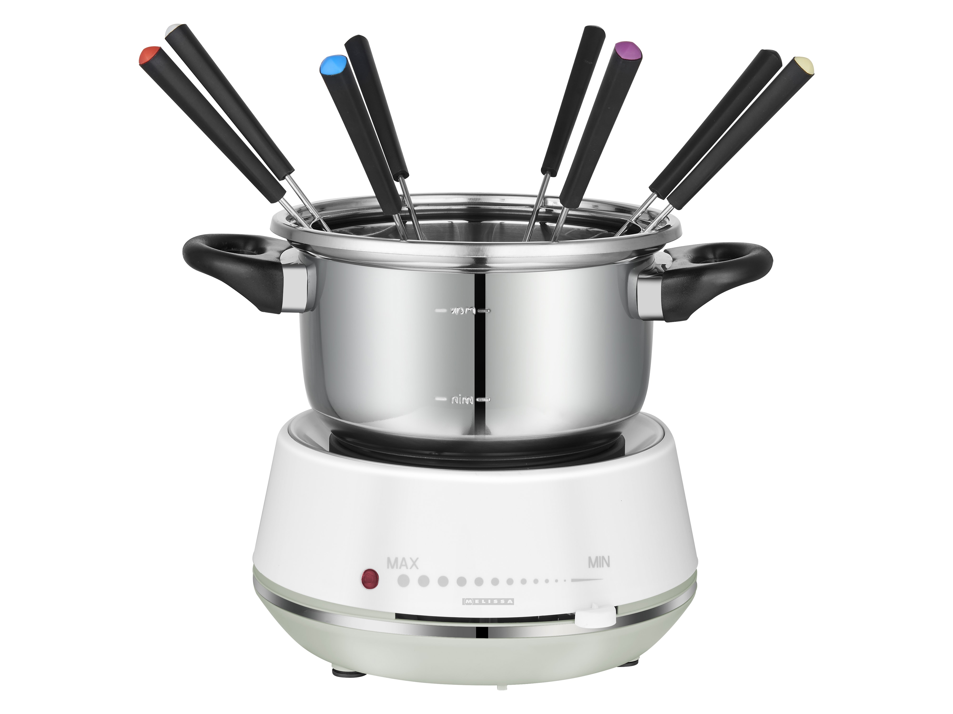 MELISSA Fondue-Set 16310230, 1200 W, 2 L, 8 Fonduegabel, Edelstahl, weiß