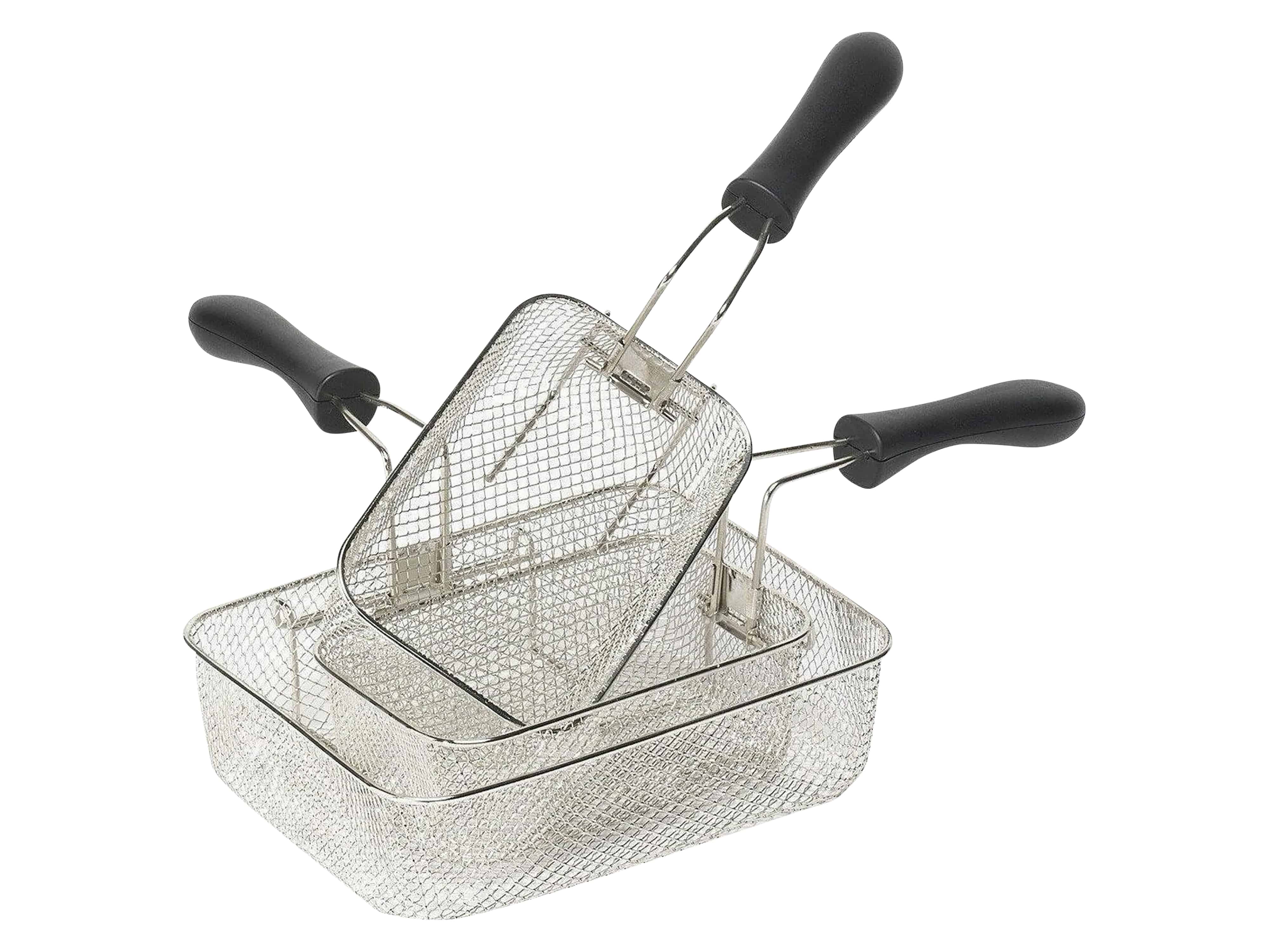 BESTRON Öl-Fritteuse XL DF402, 4,5 L, Cool Zone, 3 Körbe, 2000W, silber