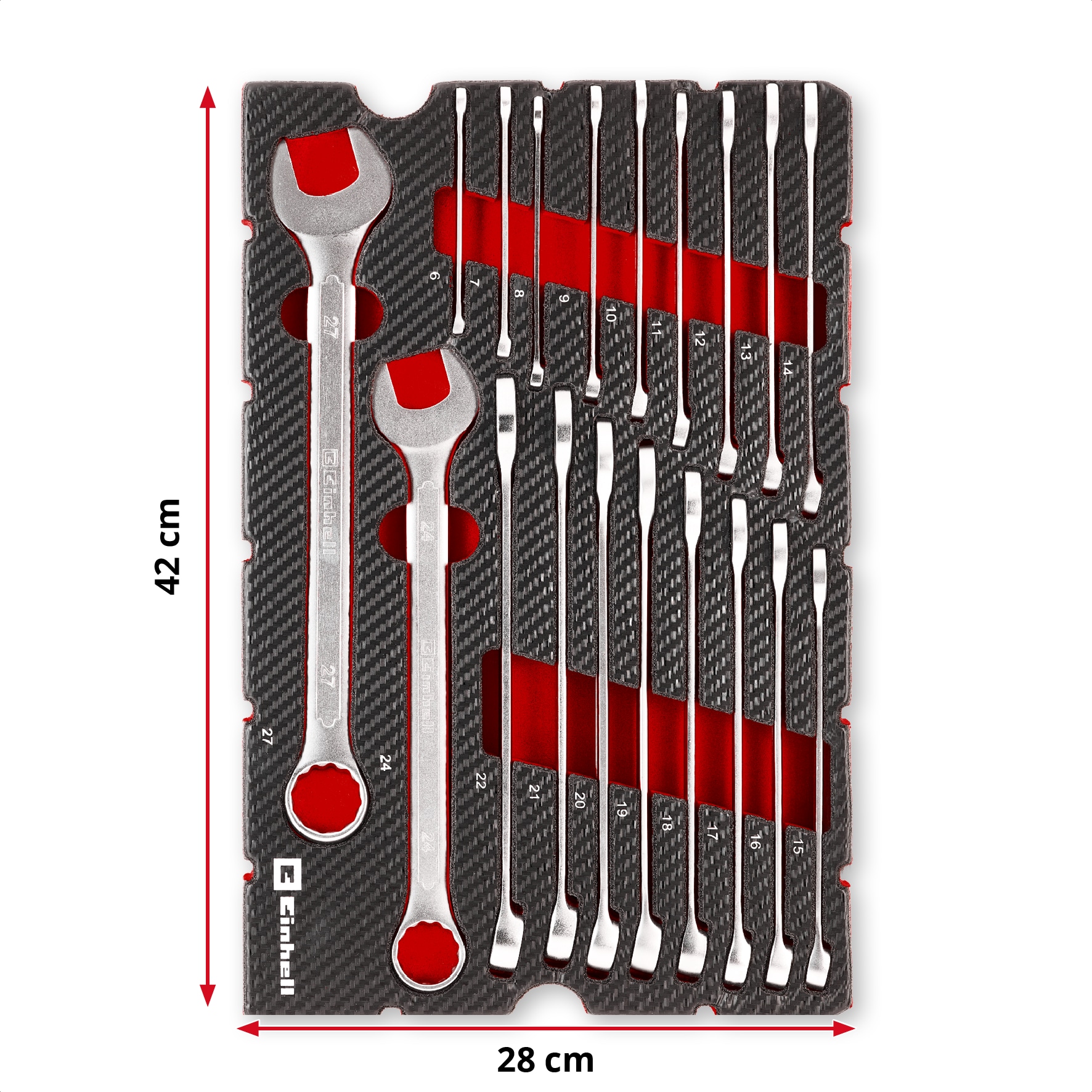 EINHELL E-Case-Einleger Gabelringschlüssel, 370521, 19-teilig