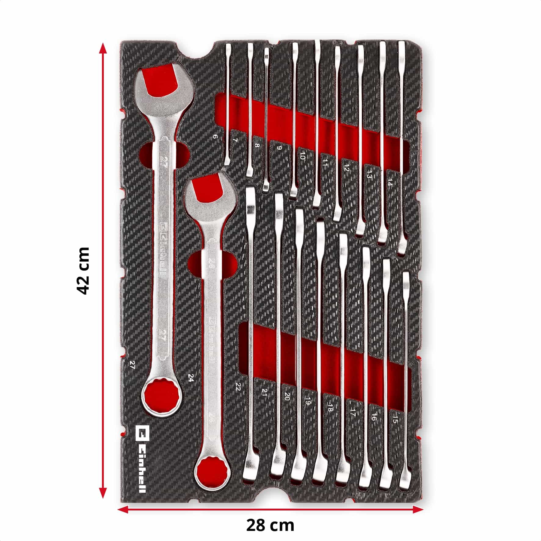 EINHELL E-Case-Einleger Gabelringschlüssel, 370521, 19-teilig
