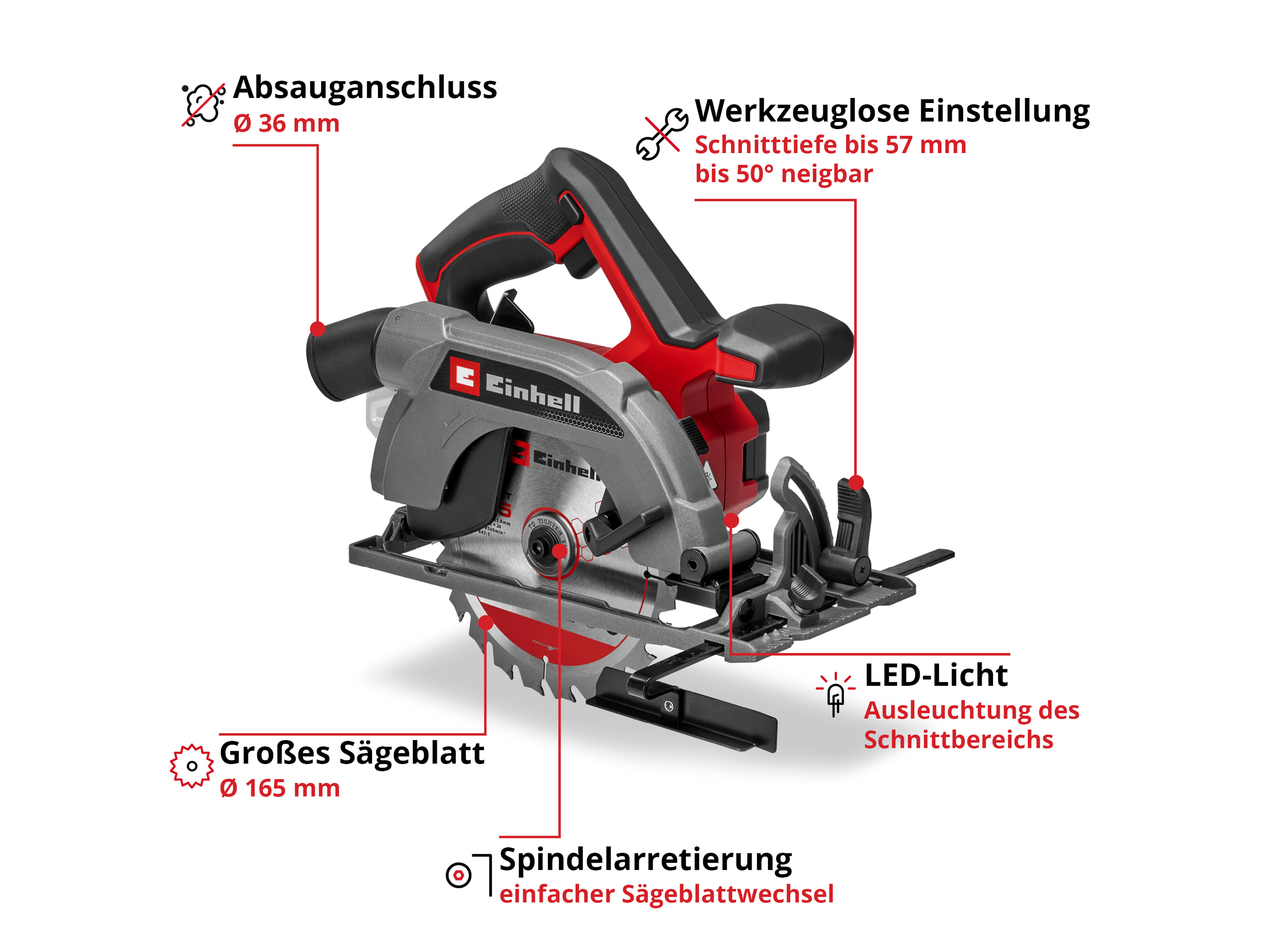 EINHELL Akku-Handkreissäge TE-CS18/165-2, Li, 4331230, Solo