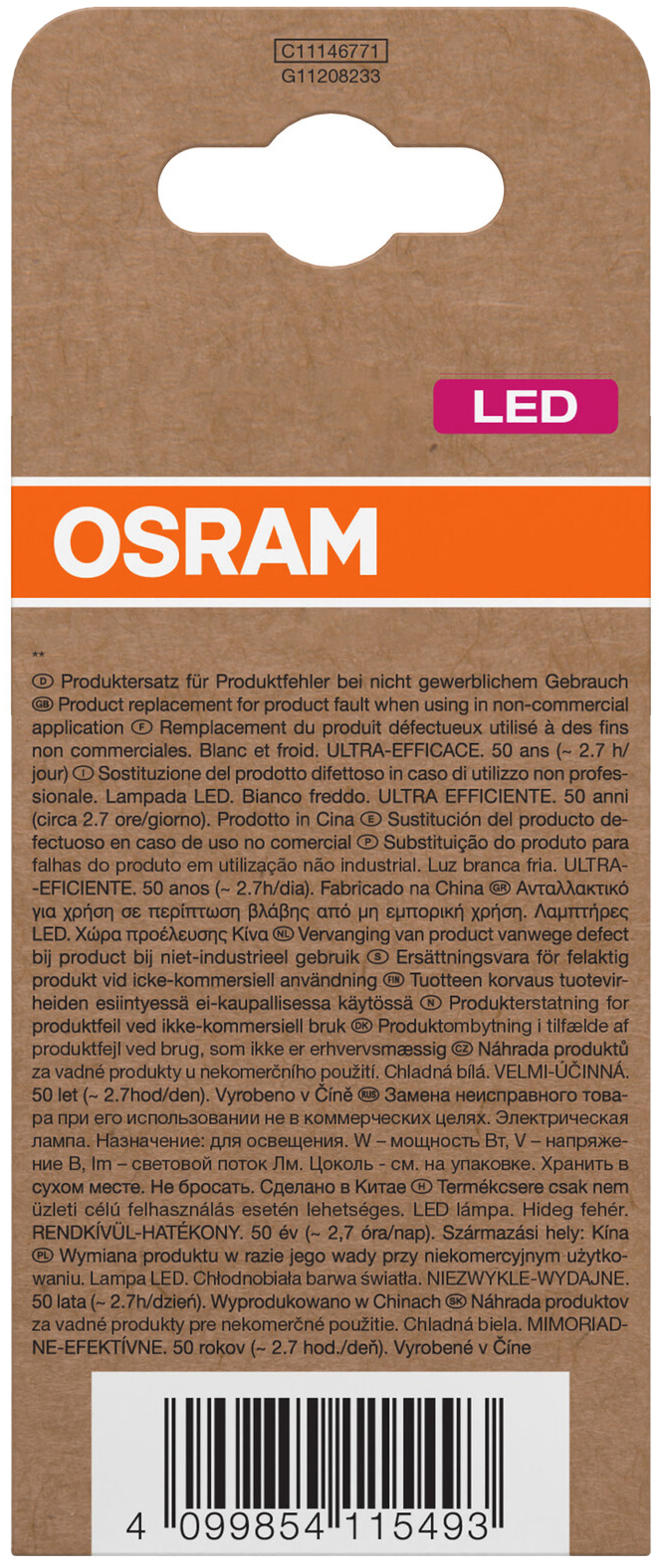 OSRAM LED-Lampe, Kolbenform, E27, 5 W, 4000 K, EEK: A, 1055 lm, neutralweiß