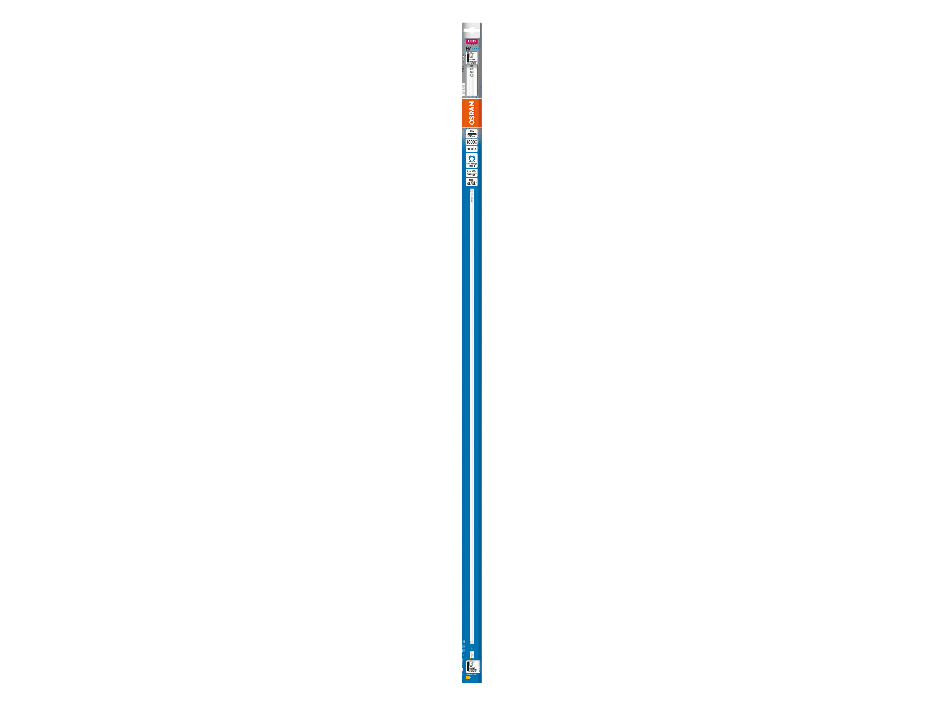 OSRAM LED-Röhre, T8, 1200mm, G13, EEK: E, 15W, 1800lm, 6500K OSRAM LED-Röhre, T8, 1200mm, G13, EEK: E, 15W, 1800lm, 6500K