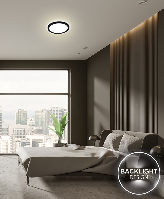 BLULAXA LED-Deckenleuchte, 12W, 3000K, 1200lm, warmweiß, IP20, schwarz
