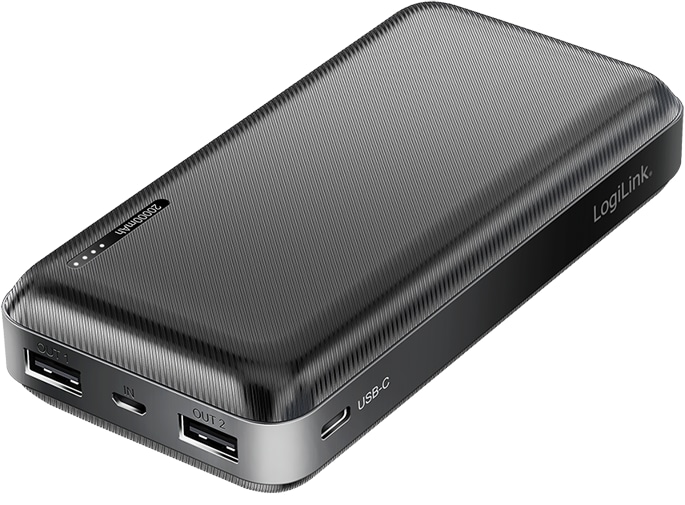 LOGILINK USB Powerbank PA0323, 20.000mAh, 3-fach, 2xUSB-A, 1xUSB-C, schwarz LOGILINK USB Powerbank PA0323, 20.000mAh, 3-fach, 2xUSB-A, 1xUSB-C, schwarz