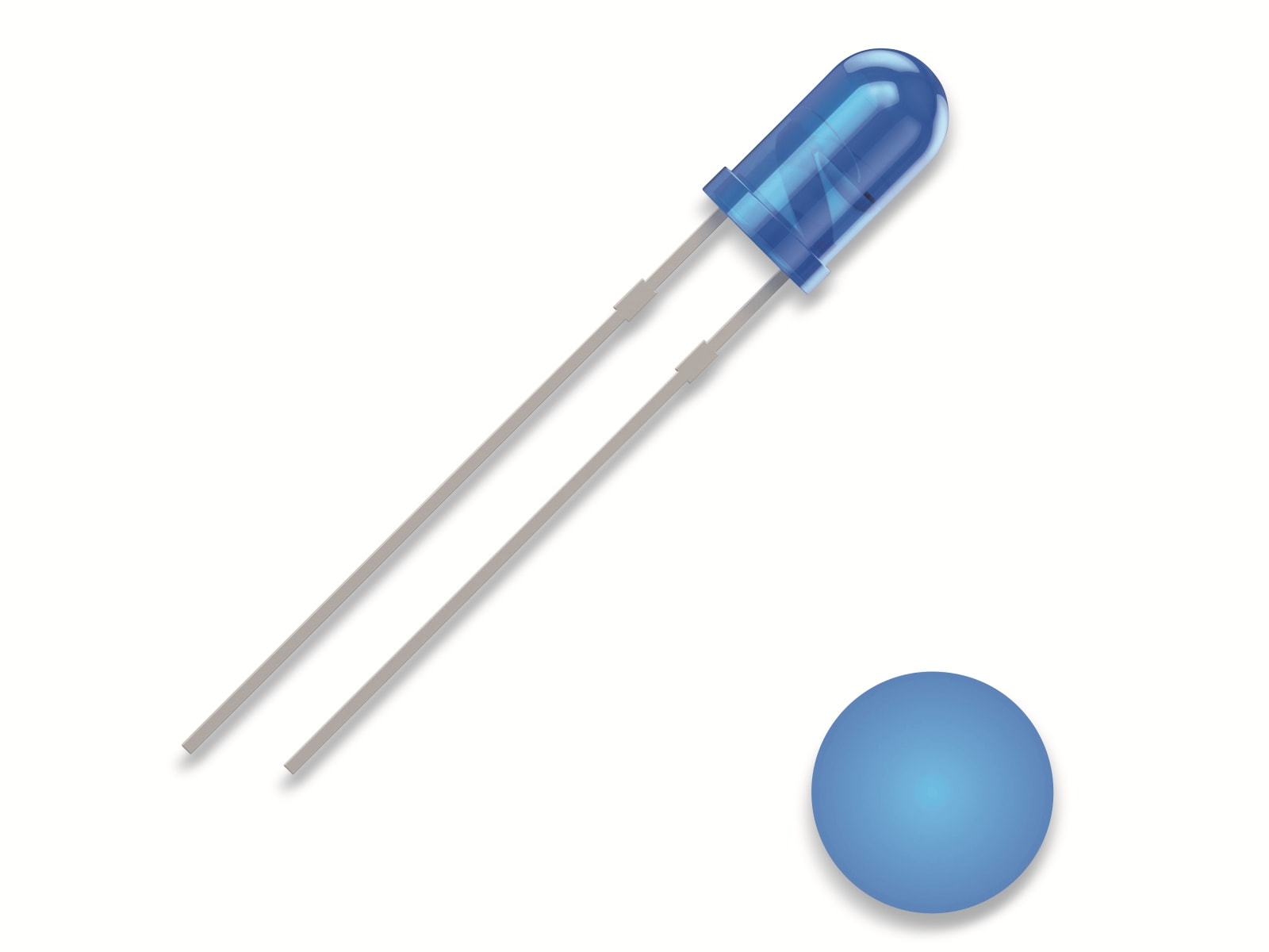 QUADRIOS LED, 3 mm, Blau, 2,54 mm, 460 nm QUADRIOS LED, 3 mm, Lichtfarbe: Blau, Gehäusefarbe: Diffus-Blau, 1300 mcd, 460 nm, 2,54 mm