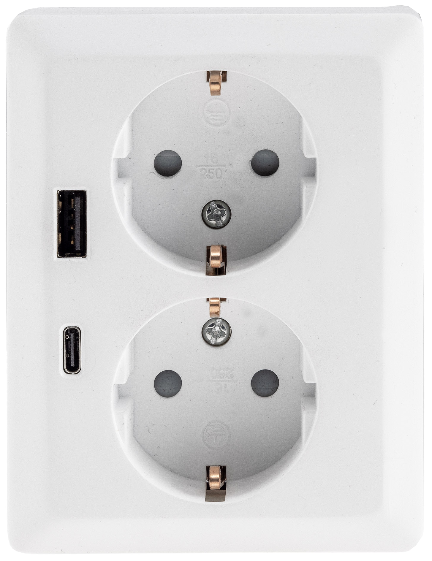 MILOS Schutzkontakt-Steckdose 23719, 2-fach, 2in1, USB-A+C/PD, 16A/250V, weiß