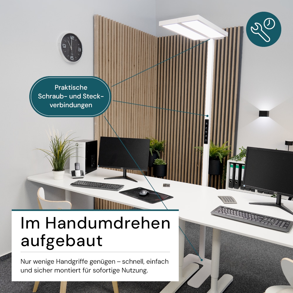 LUXULA LED-Büro-Stehleuchte, Up/Down, 120W, 4000K, EEK: F, 8500lm, IP20, dimmbar, weiß