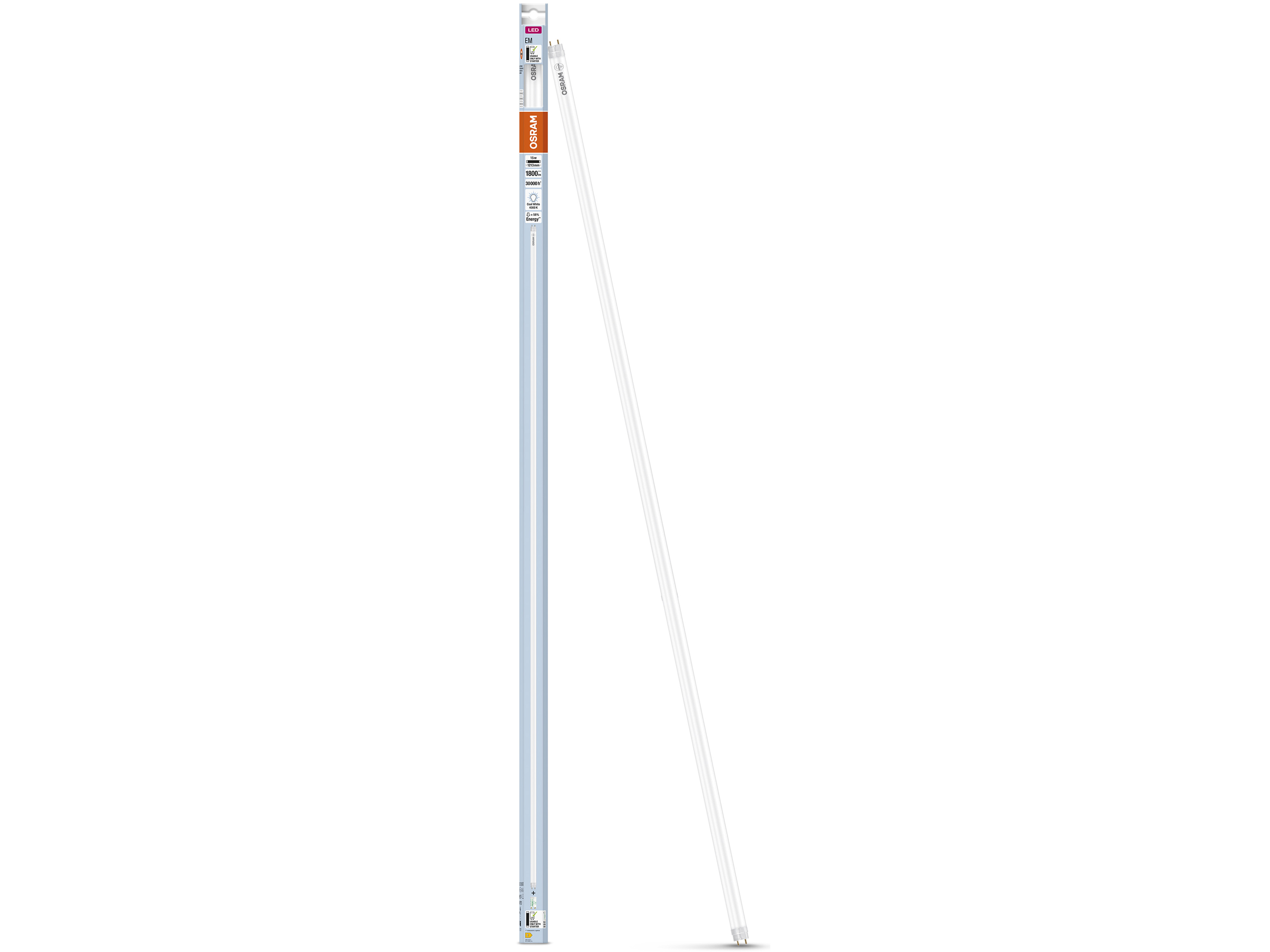 OSRAM LED-Röhre, T8, 1200mm, G13, EEK: E, 15W, 1800lm, 4000K, PC