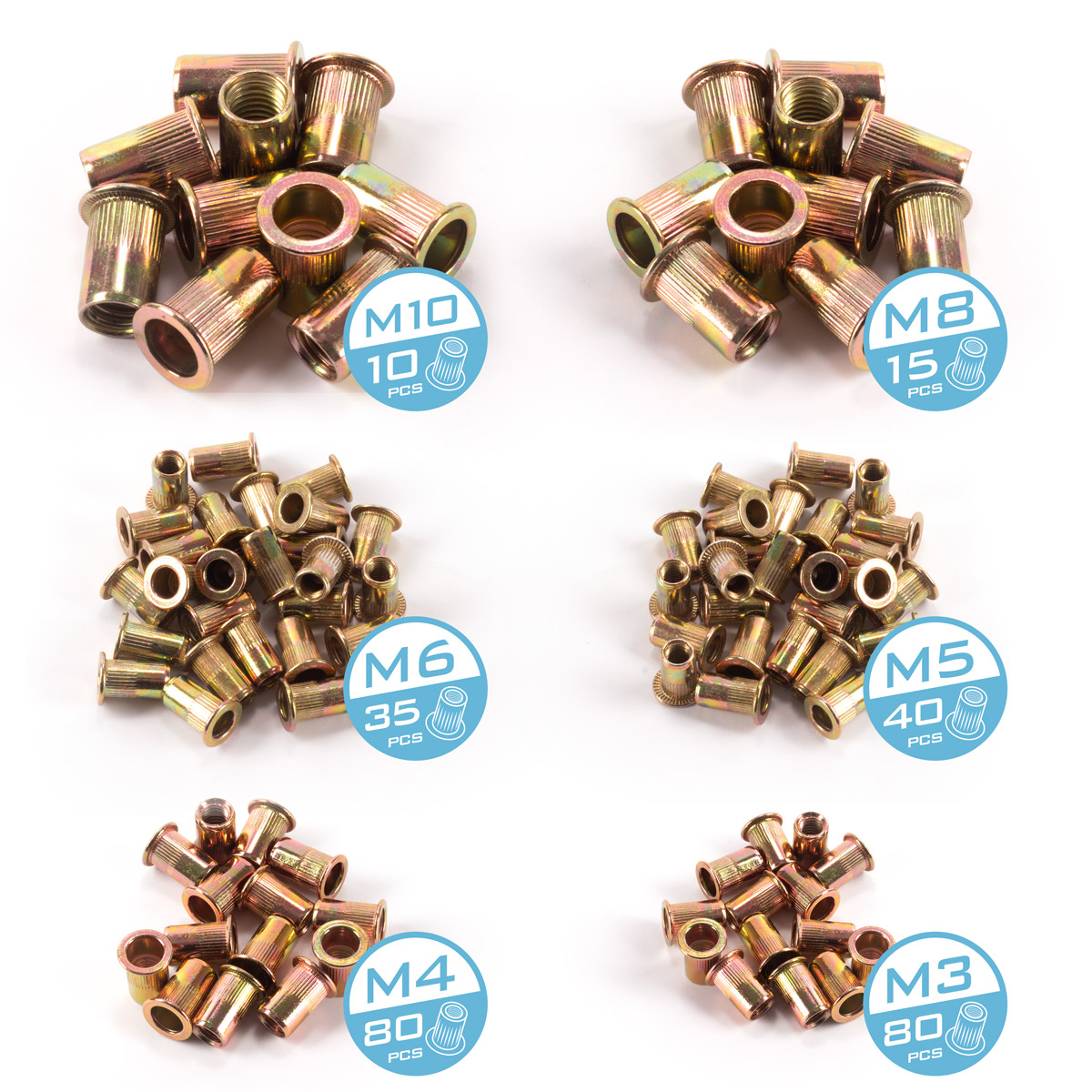 STAHLWERK Nietmuttern-Set, 500-teilig