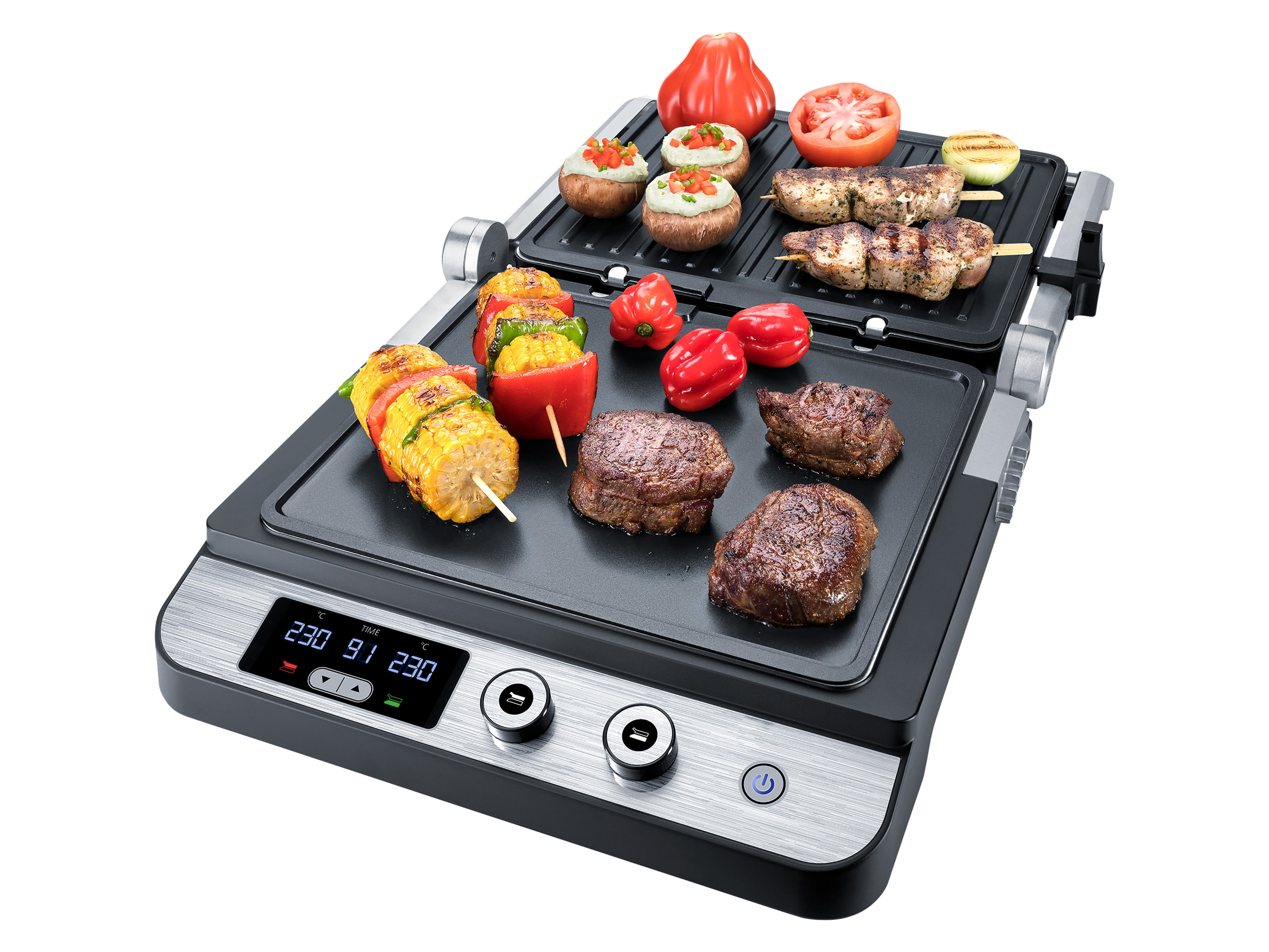 STEBA Kontaktgrill FG 120, Edelstahl, Antihaft, Timer, LED-Display