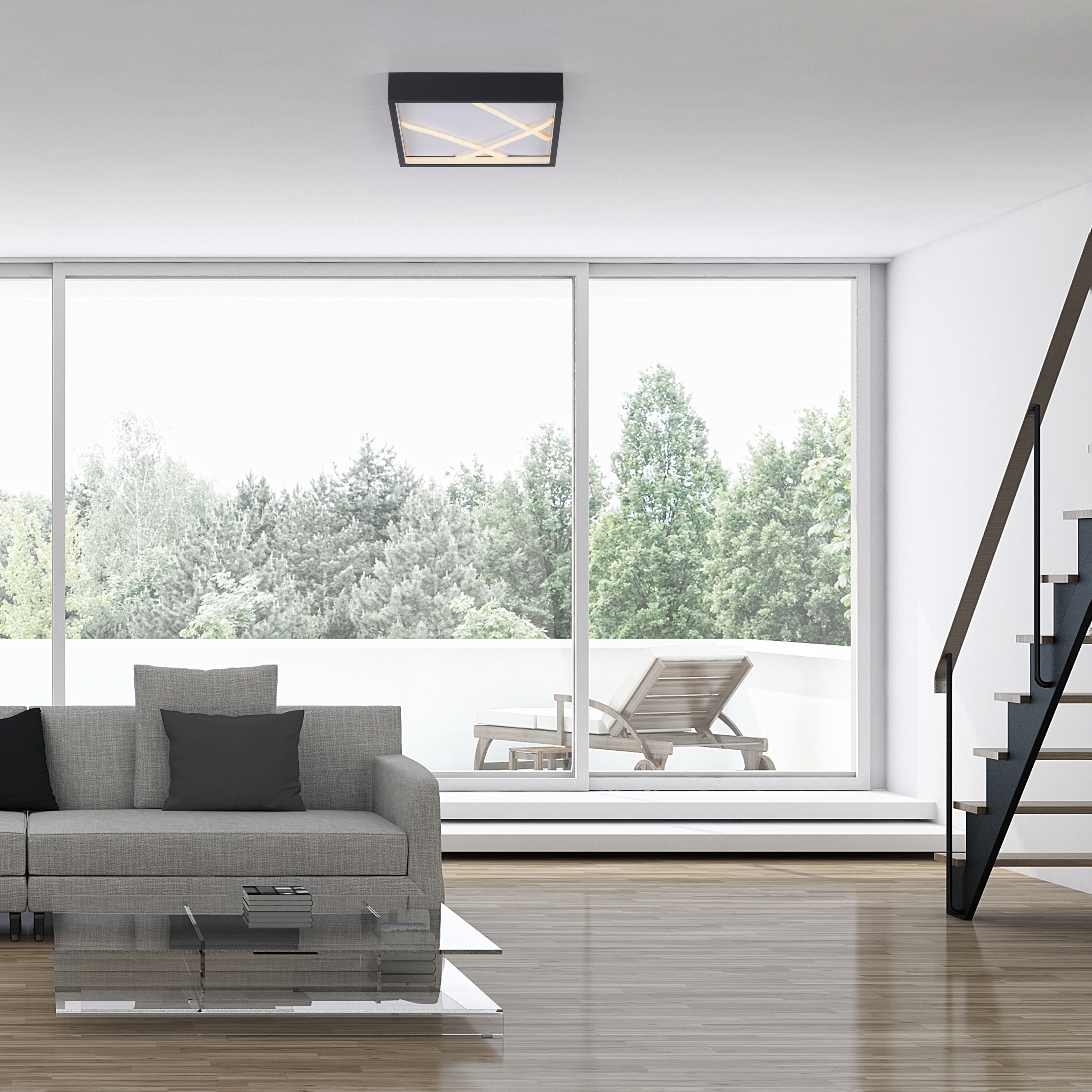 JUST LIGHT LED-Deckenleuchte 14092-18, 28W, 3000K, 3500lm, warmweiß, IP20, schwarz