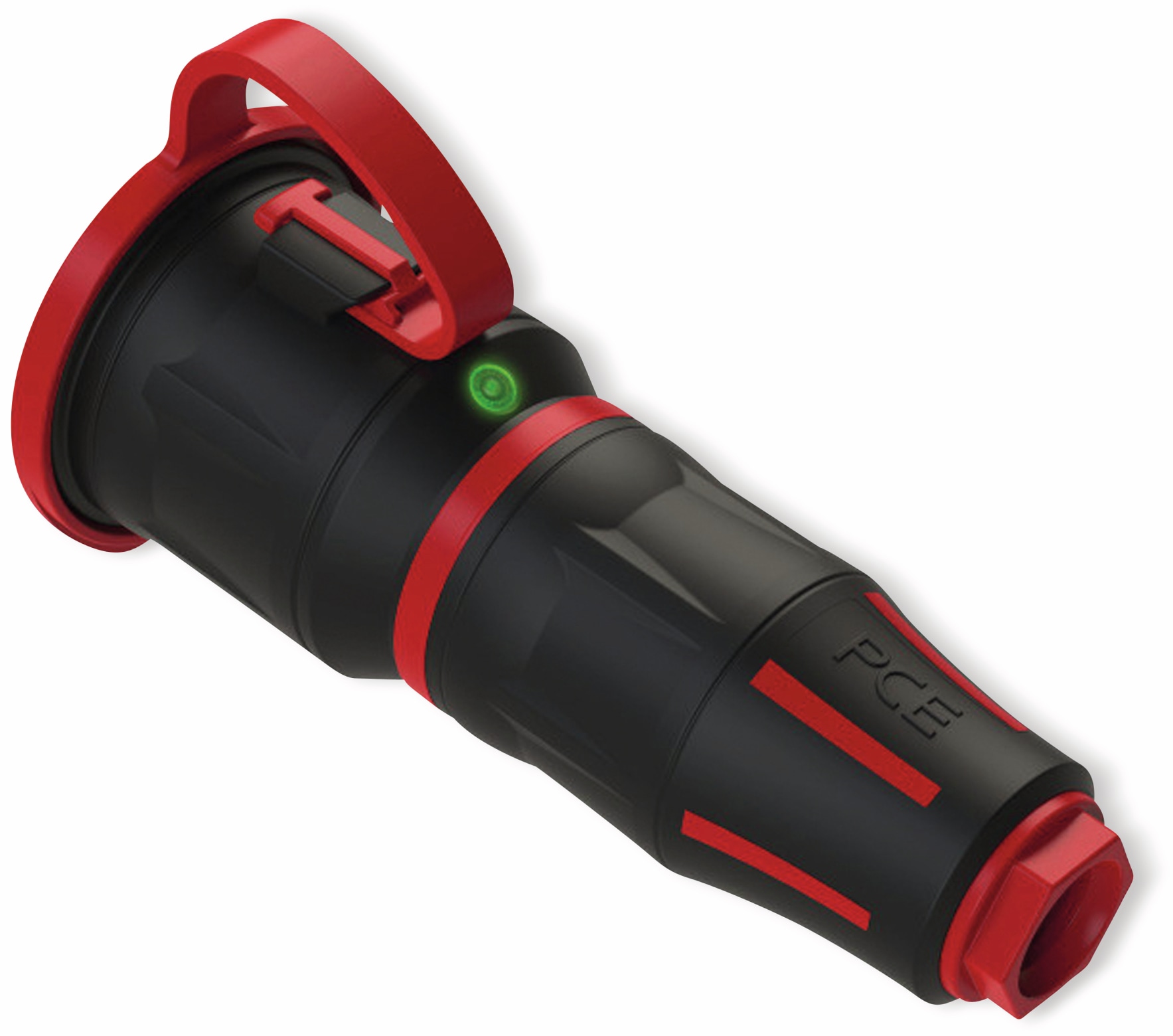 PCE Schutzkontaktkupplung TopTaurus2, mit Deckel, schwarz/rot, mit LED PCE Schutzkontaktkupplung TopTaurus2, mit Deckel, schwarz/rot, mit LED