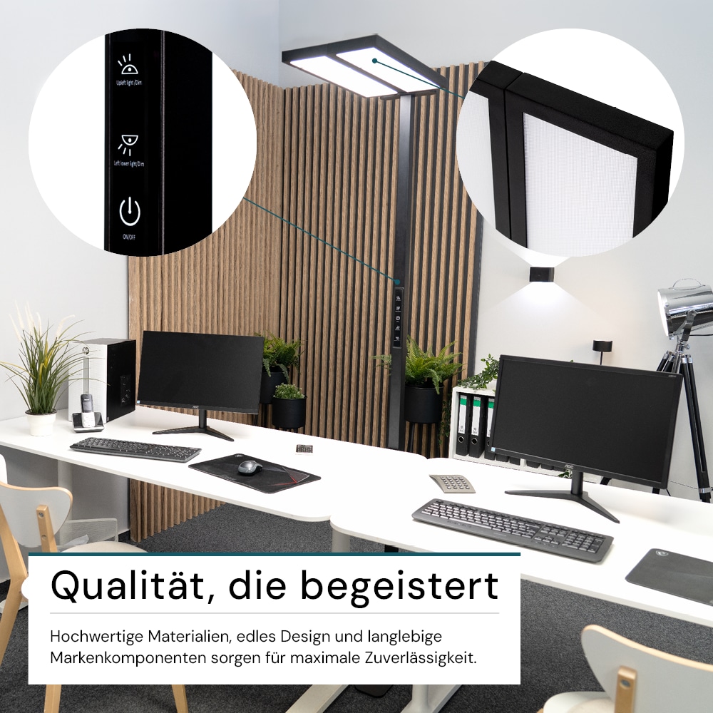 LUXULA LED-Büro-Stehleuchte, Up/Down, 120W, 4000K, EEK: F, 8500lm, IP20, dimmbar, schwarz