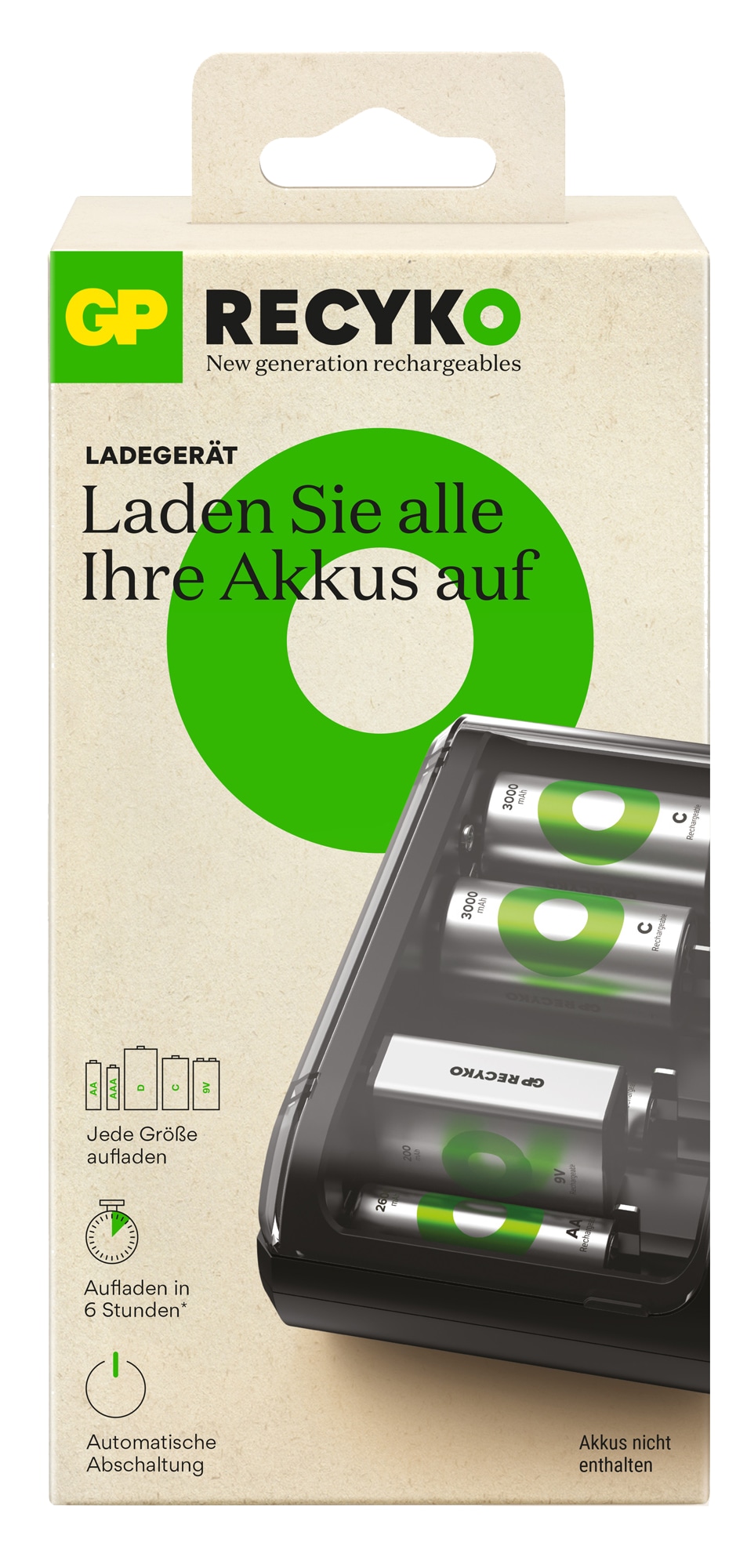 GP ReCyko USB-Akku-Ladegerät B631für AAA, AA, C, D, 9V NiMH Akkus