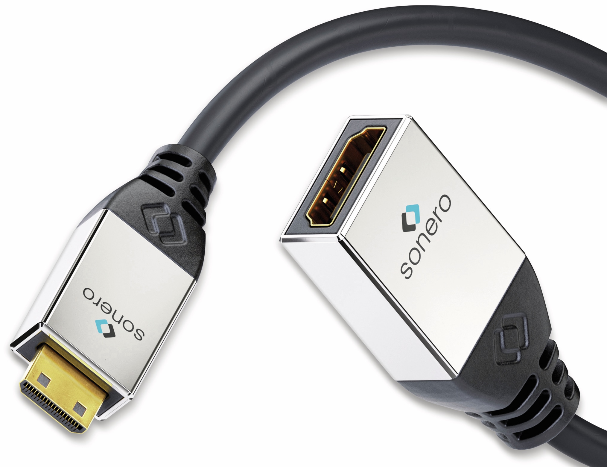 SONERO HDMI-Adapter Metallstecker, 0,25 m, mini-Stecker/Kupplung