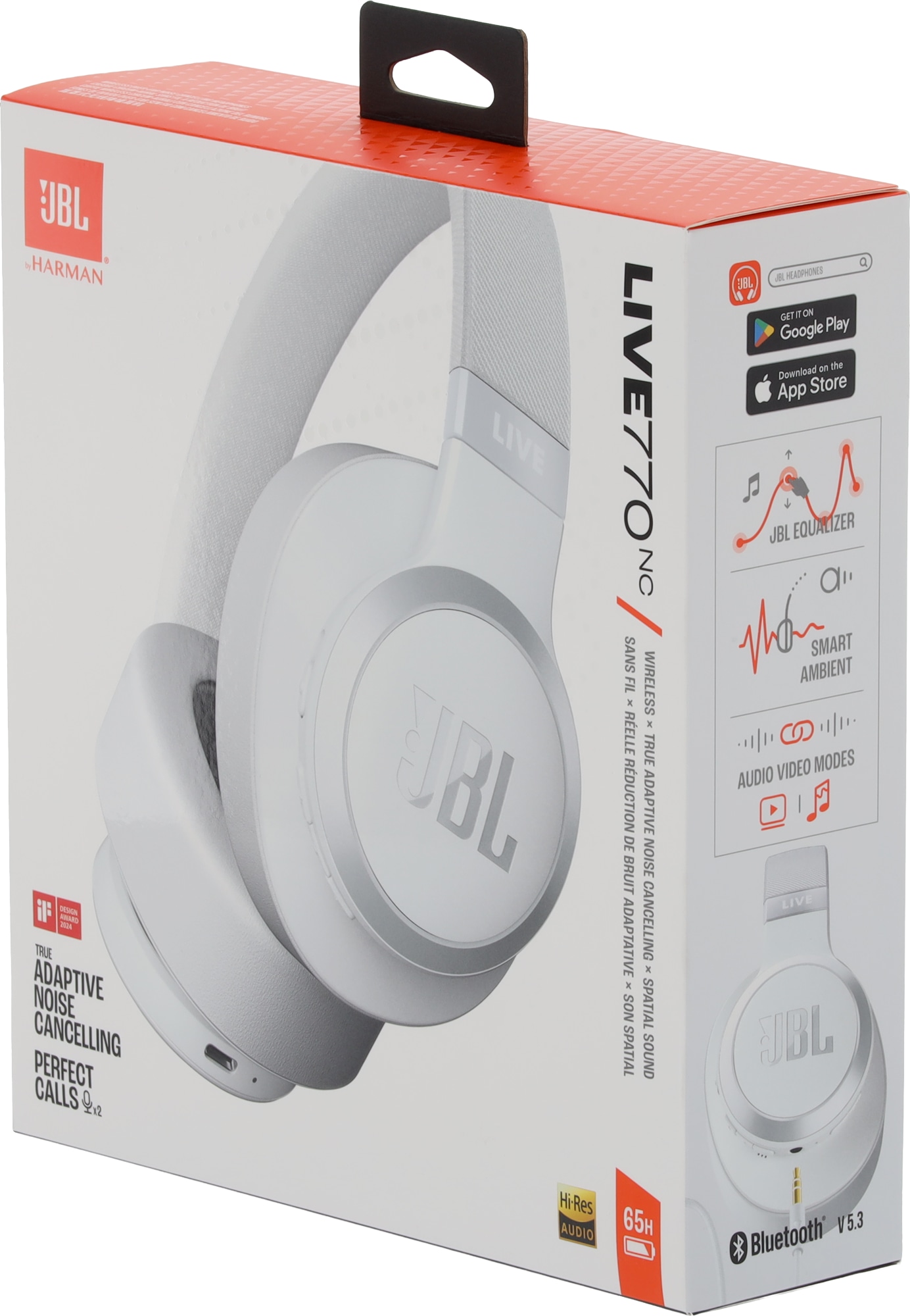 JBL Bluetooth Over-Ear Kopfhörer Live 770 NC, weiß