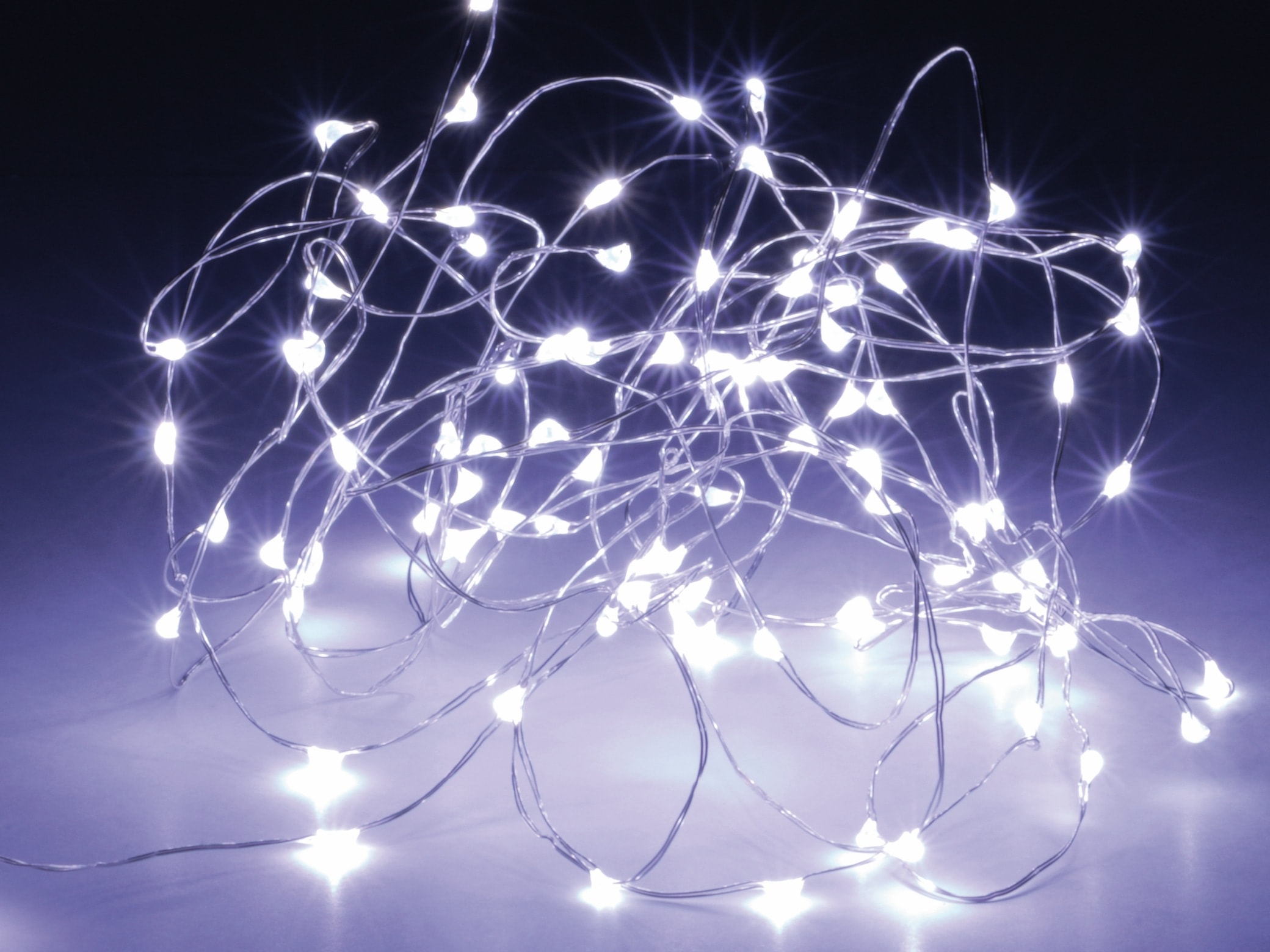 LED-Silberdrahtlichterkette, 80 LEDs, kaltweiß, Batterie, Innen, 4 m LED-Lichterkette, Silberdraht, 80 LEDs, kaltweiß, Batteriebetrieb