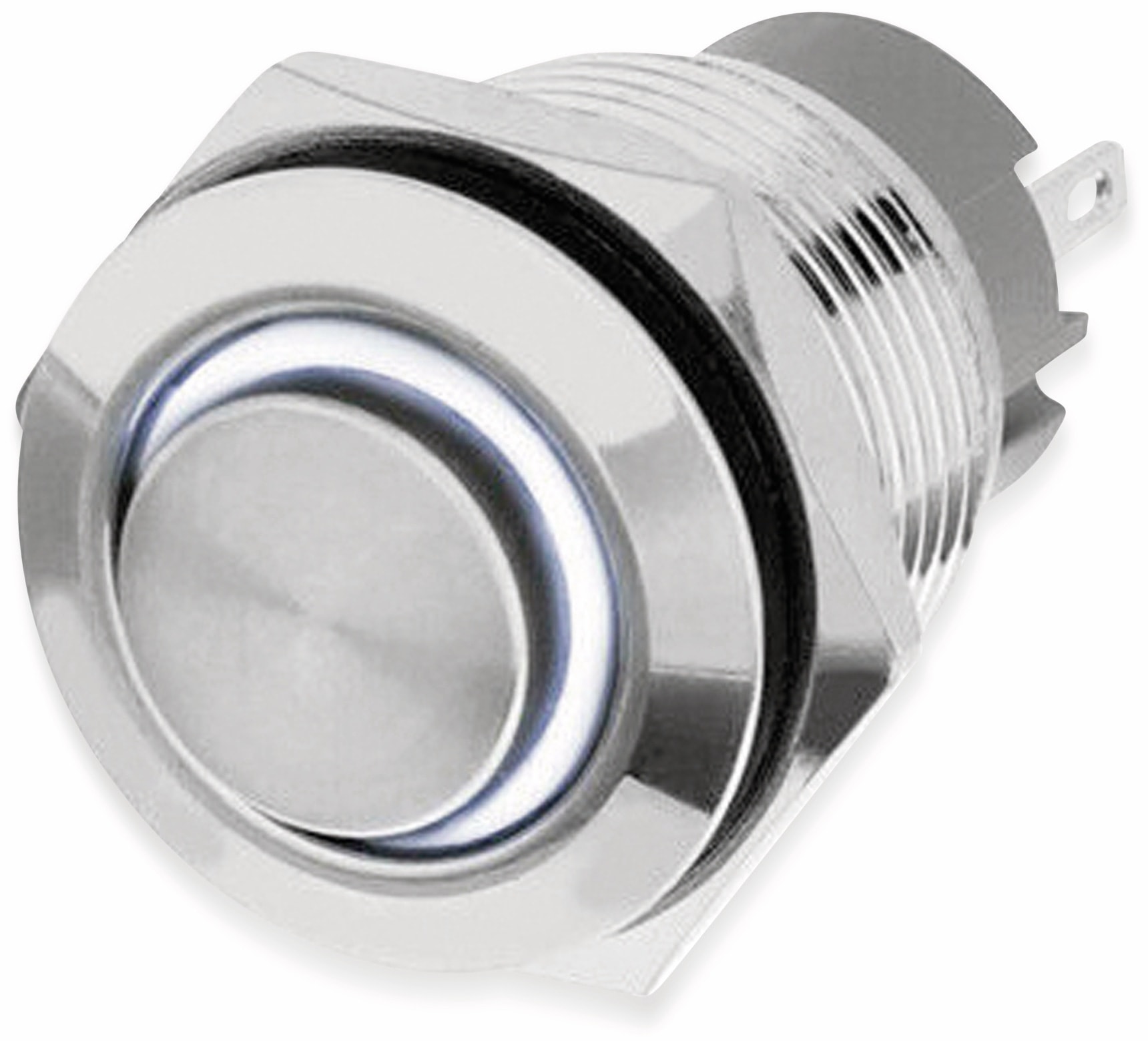 LED-Druckschalter, Ringbeleuchtung weiß 12 V, Ø16 mm, 5 A/48 V