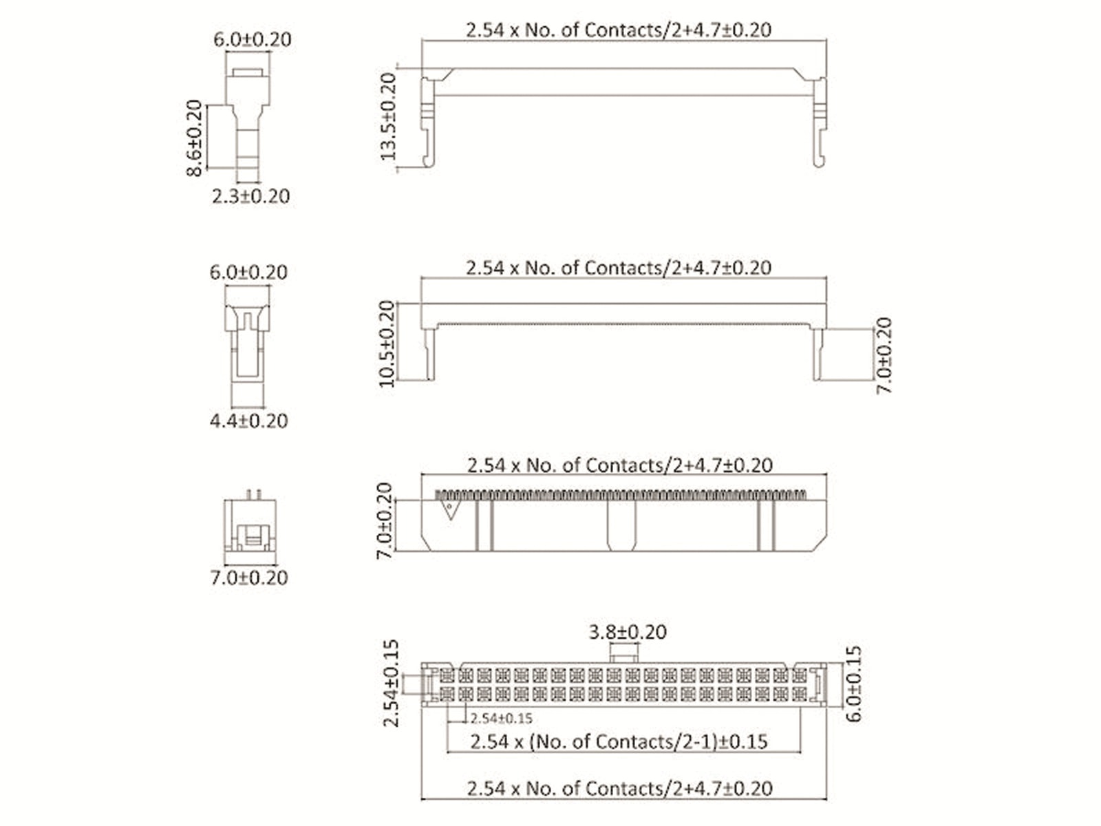 ECON CONNECT Pfostenverbinder, DIN 41651, 10-polig, grau, RM 2,54 mm