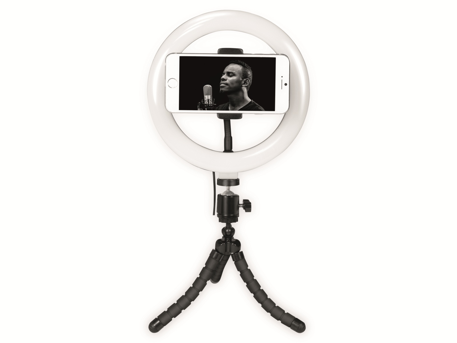 LOGILINK Smartphone-LED-Ringlicht AA0151, Ø 20 cm, Lichtregler