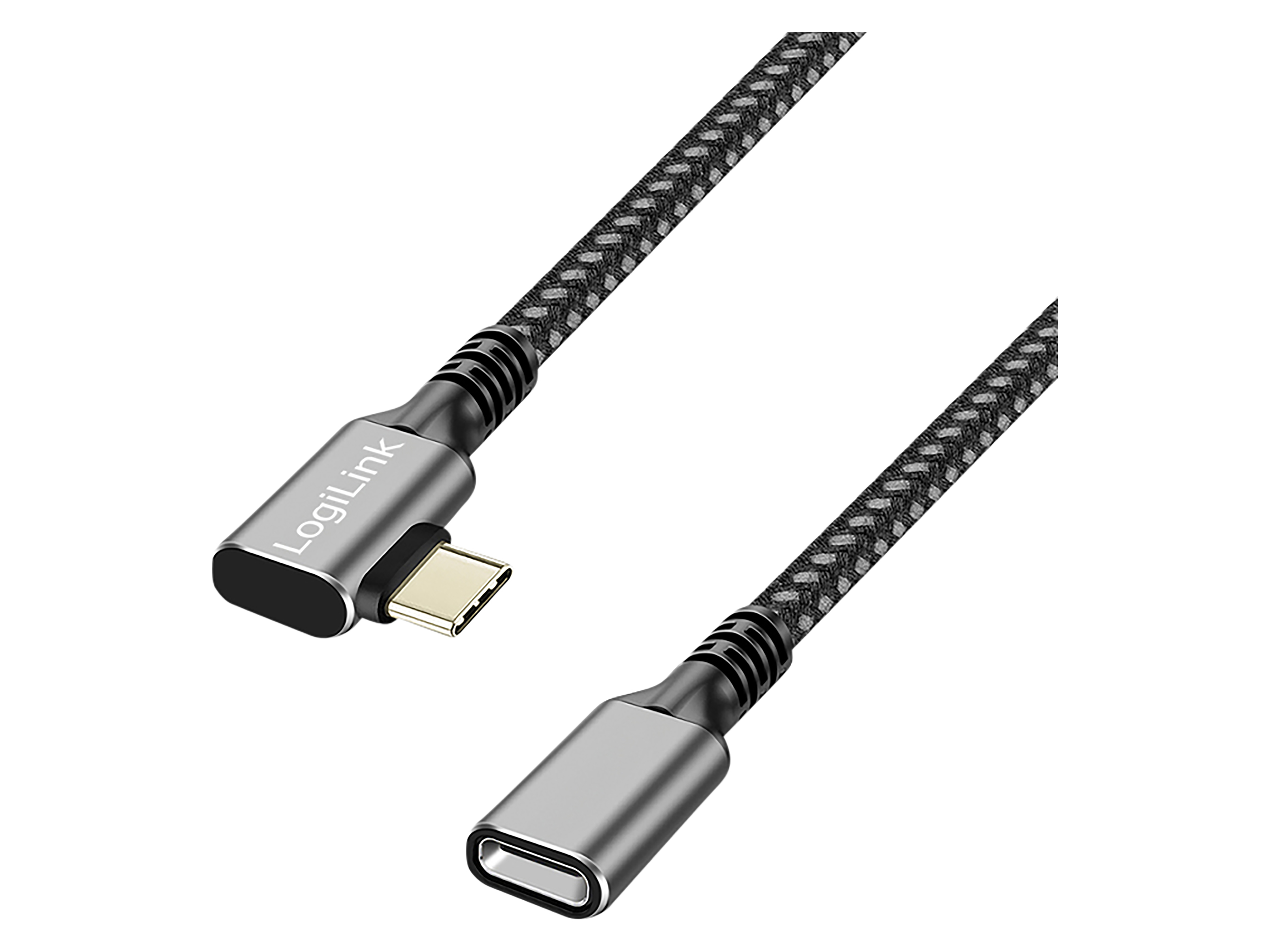 LOGILINK USB3.2 Kabel CUA0112 USB-C M 90°/USB-C F PD AV Alu 2m schwarz/grau LOGILINK USB3.2 Kabel CUA0112 USB-C M 90°/USB-C F PD AV Alu 0,5m schwarz/grau