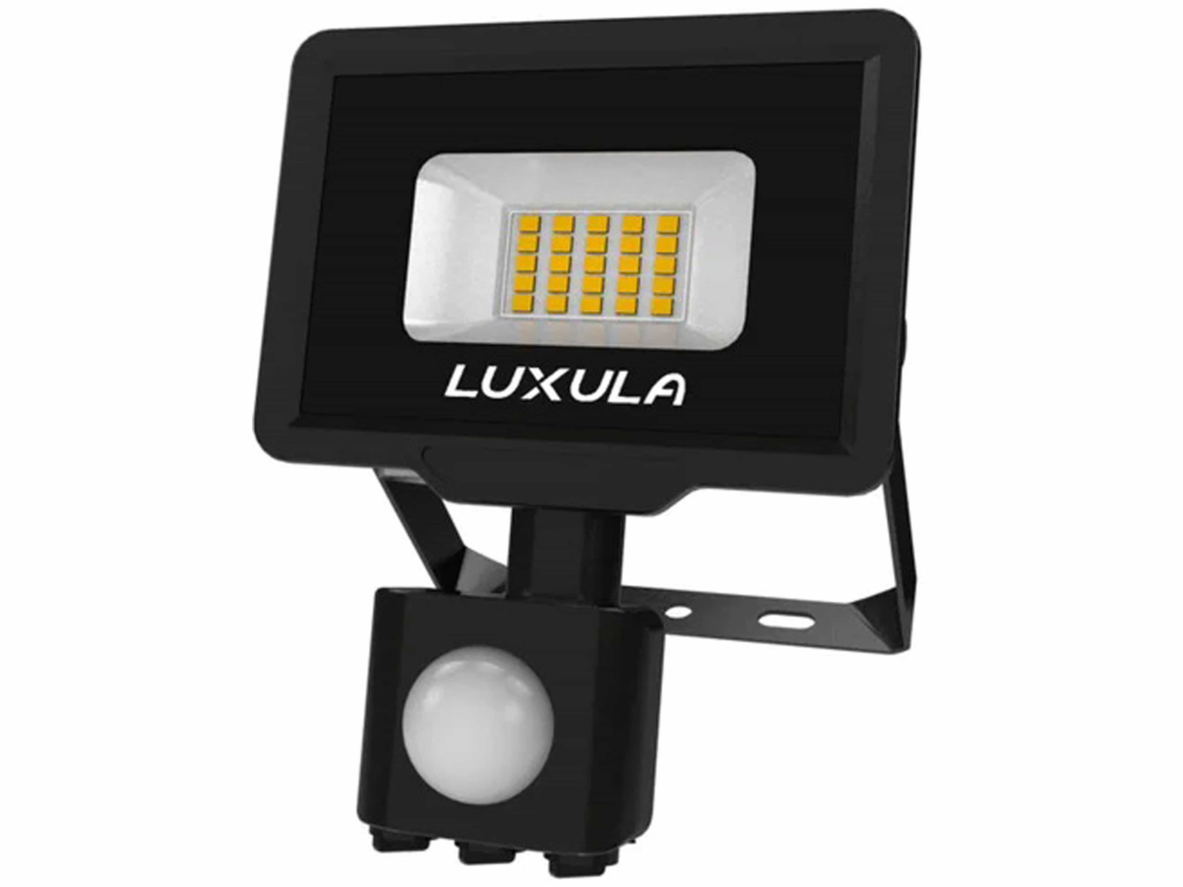LUXULA LED-Fluter mit Bewegungsmelder, EEK: F, 20W, 2000lm, 3000K, schwarz