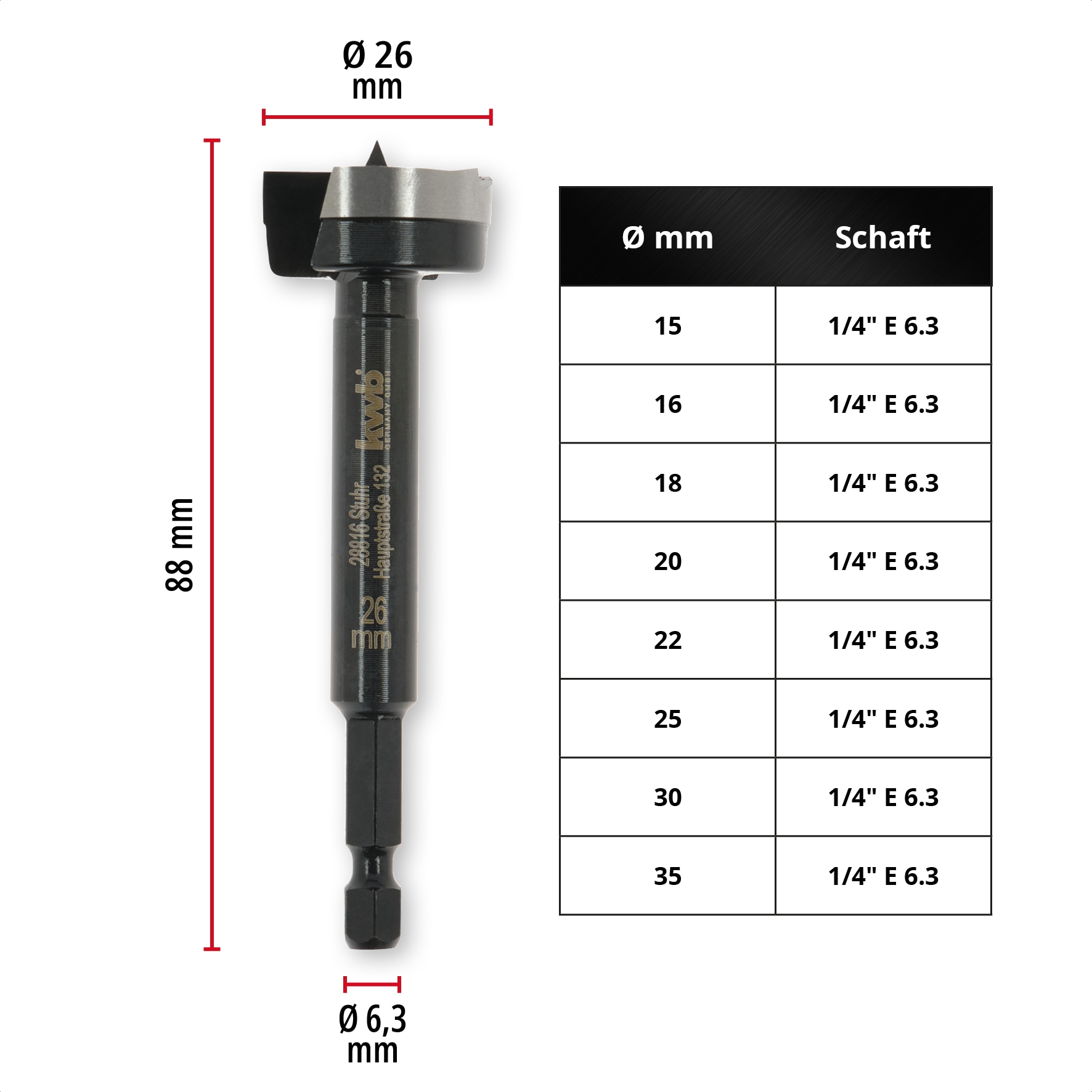 KWB Forstnerbohrer, 706426, 26 mm KWB Forstnerbohrer, 706426, 26 mm